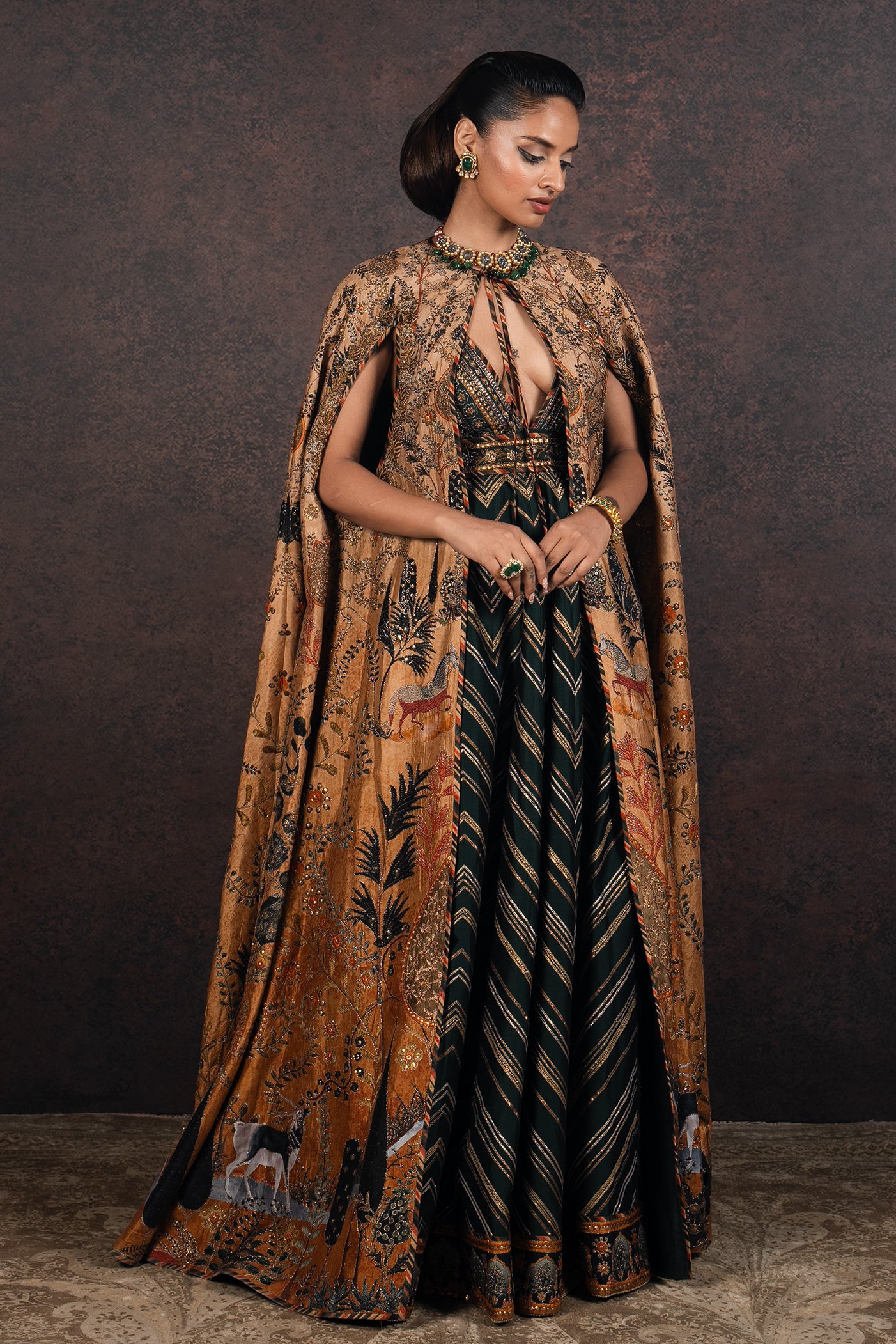 Mustard & Emerald Jacket Set | MURAQQA