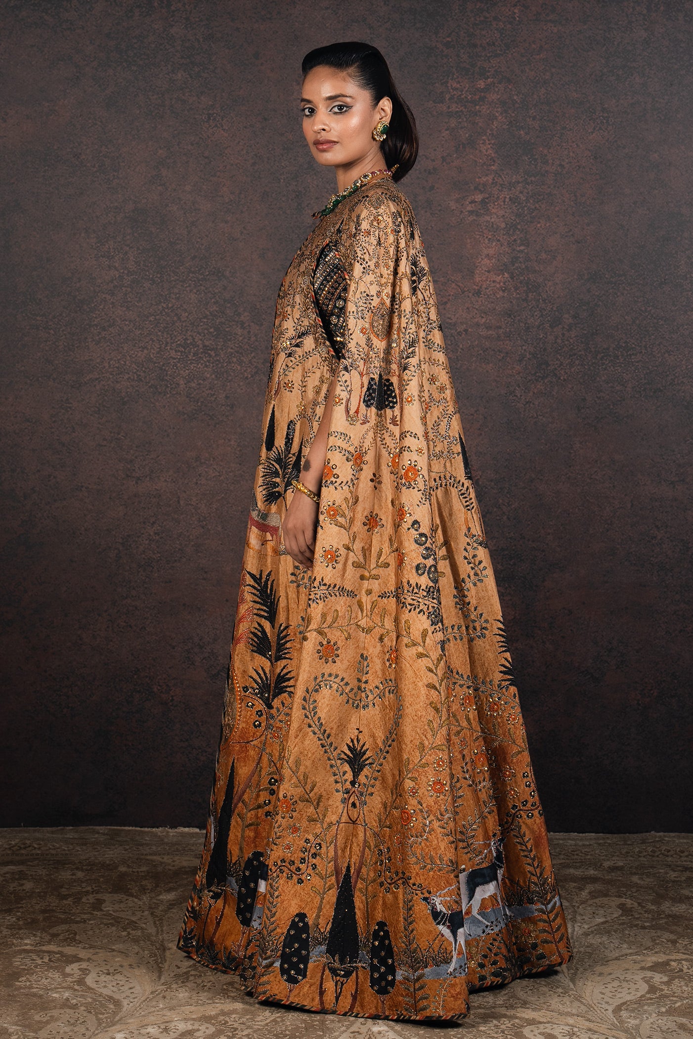 Mustard & Emerald Jacket Set | MURAQQA