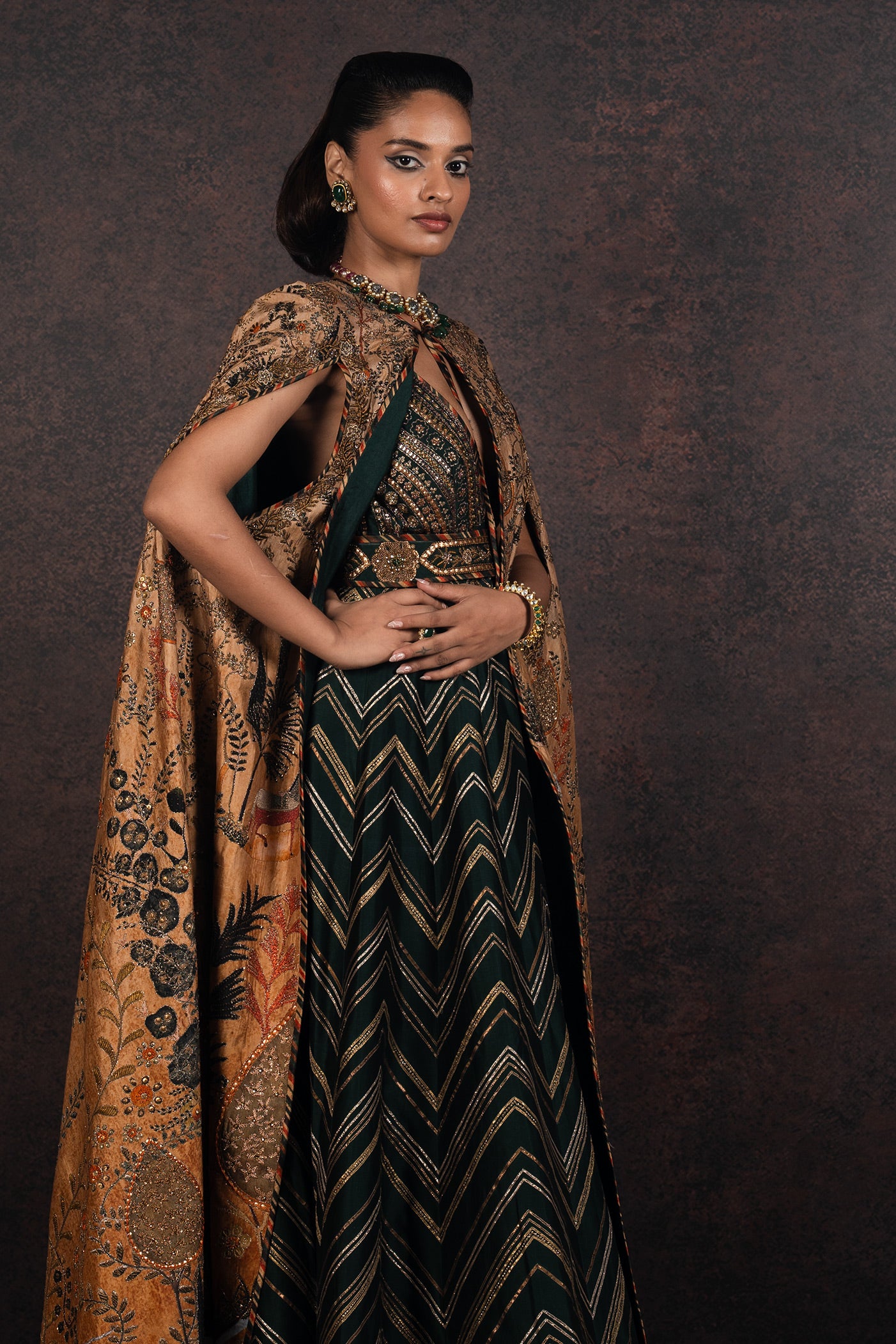 Mustard & Emerald Jacket Set | MURAQQA