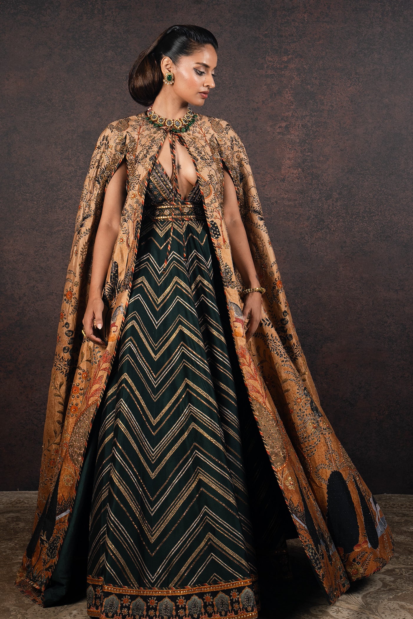 Mustard & Emerald Jacket Set | MURAQQA