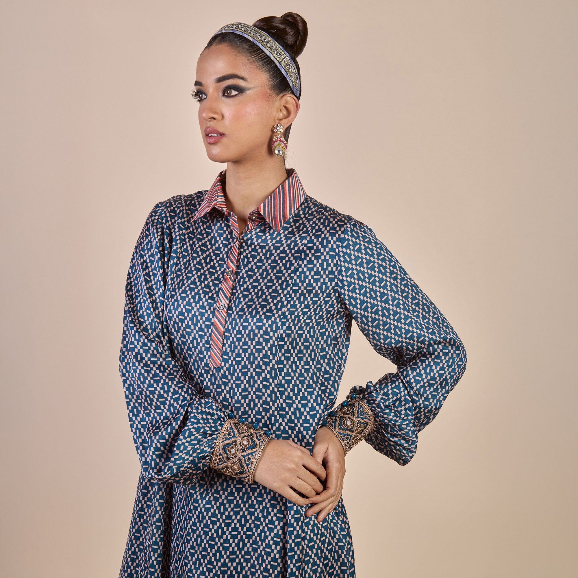 Navy Blue - Ivory Anarkali | PANJ