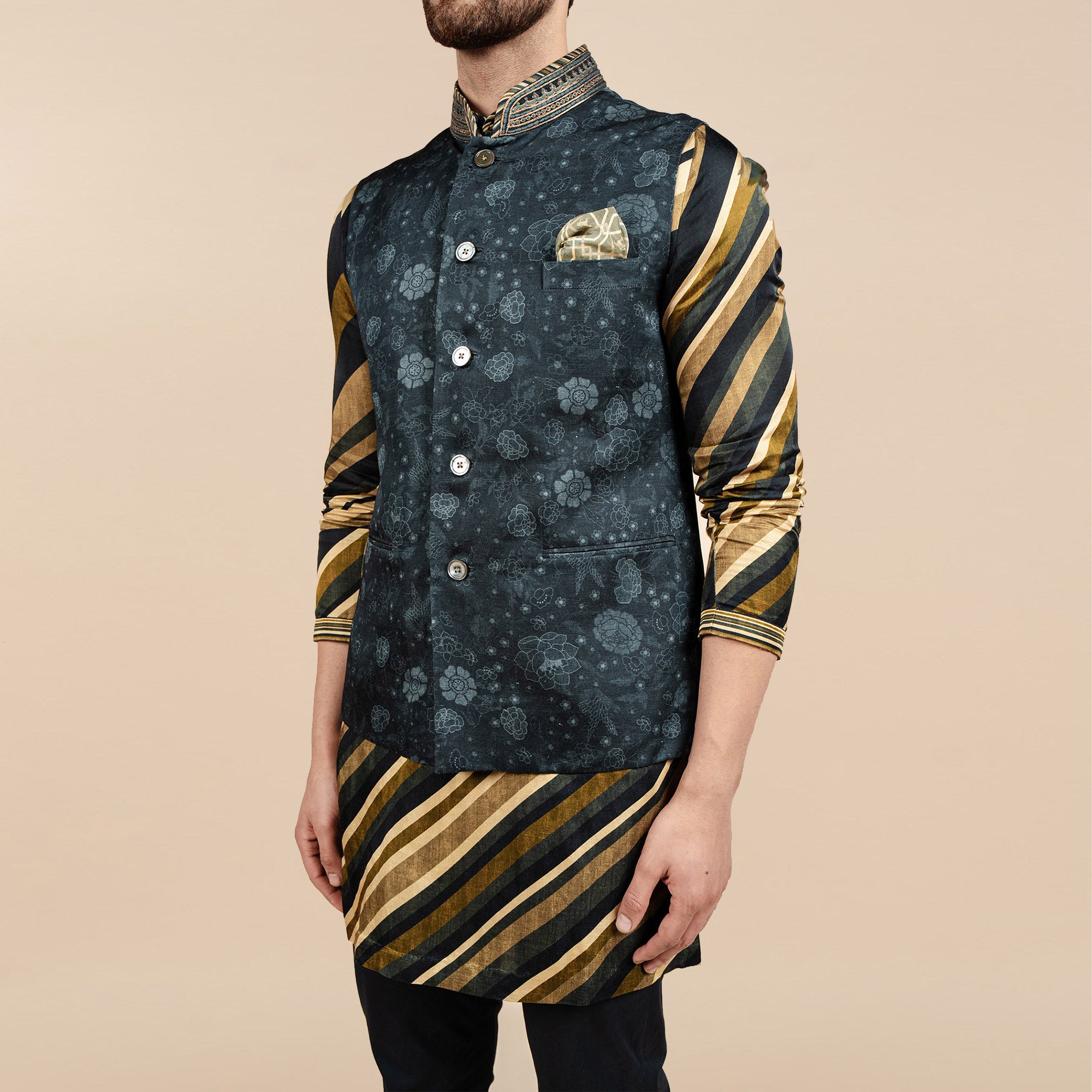 Navy Blue Nehru Jacket | CHAR