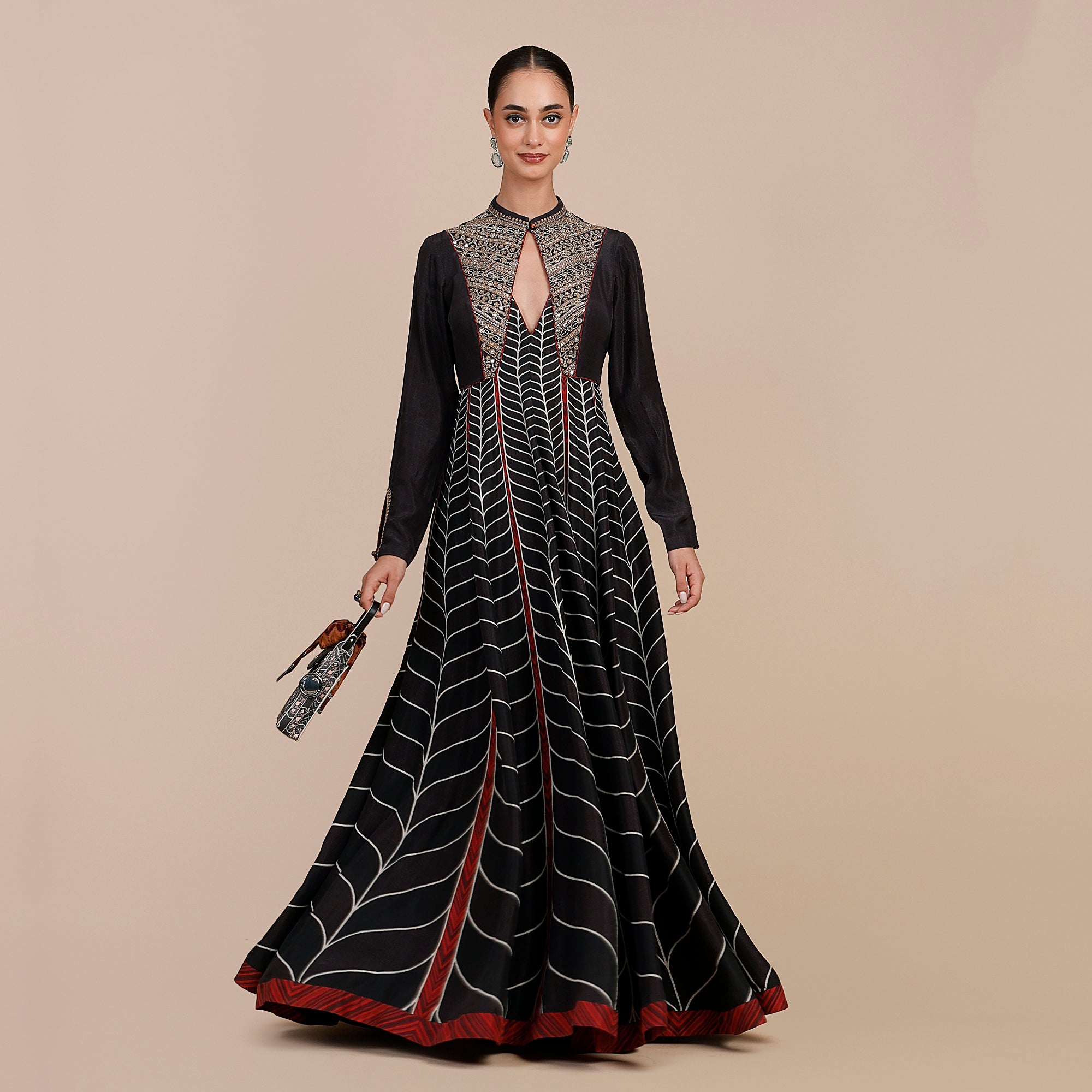 Noir Black Chevron Anarkali | SATT