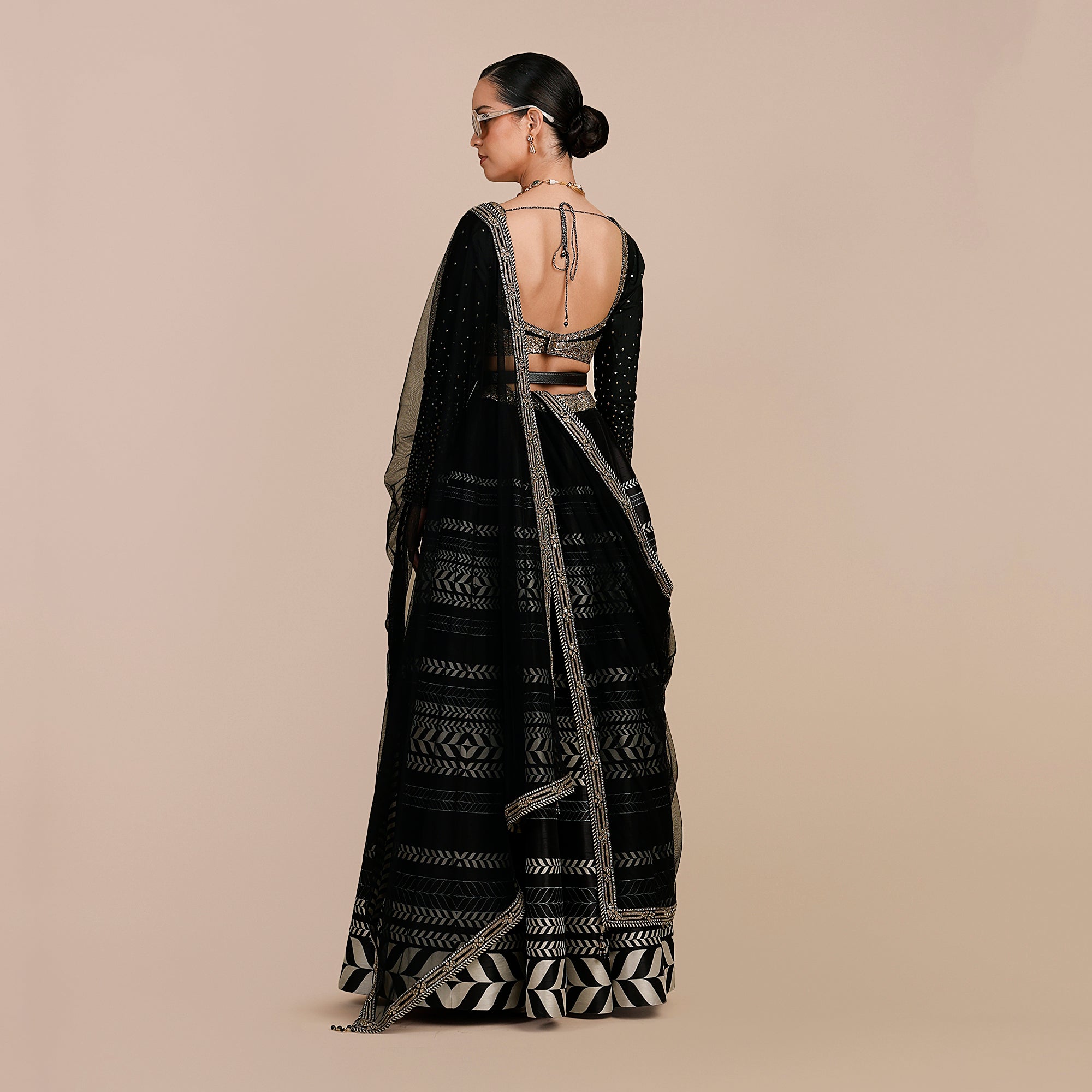 Noir Black Chevron Skirt Set | SATT