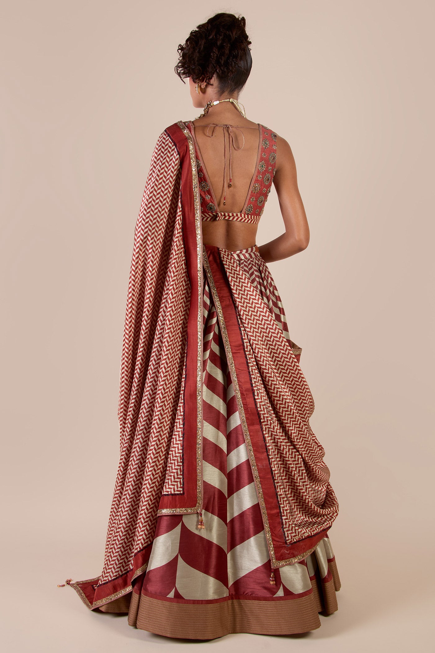 Rust - Ivory Chevron Skirt Set | CHHĒ