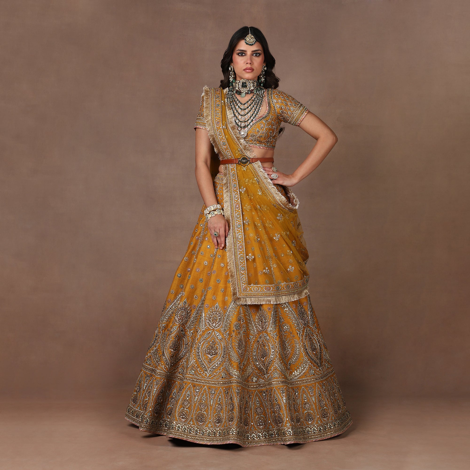 Ochre Yellow Lehenga Set | MURAQQA