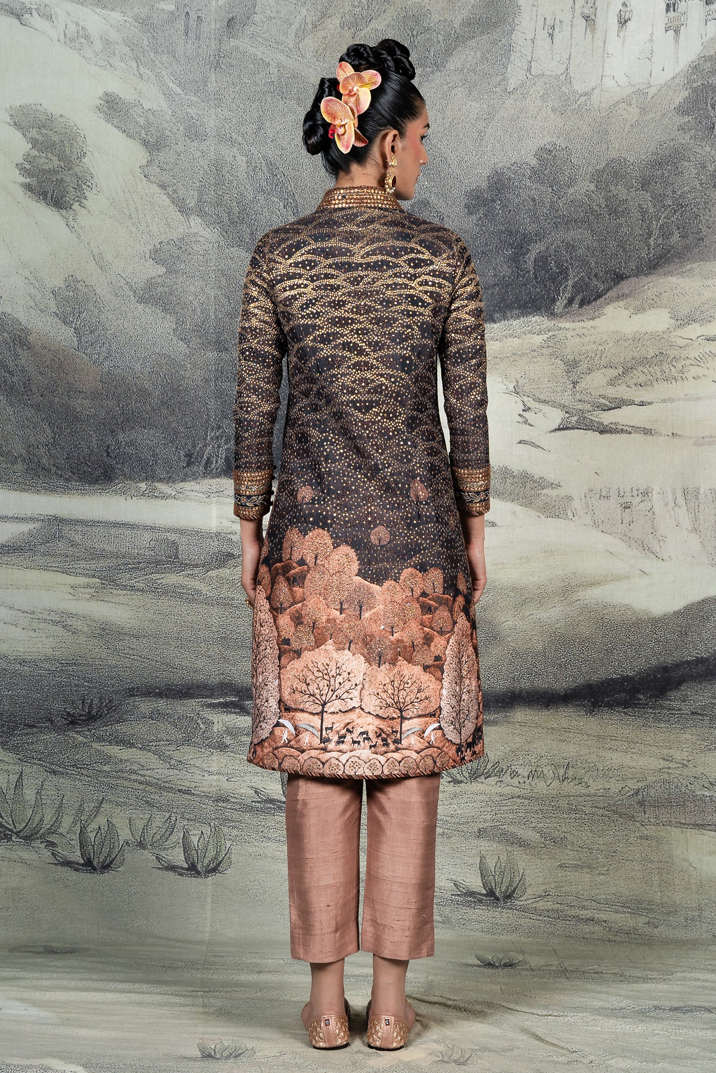 Old Rose Pink - Midnight Blue Tunic Set | BARODA