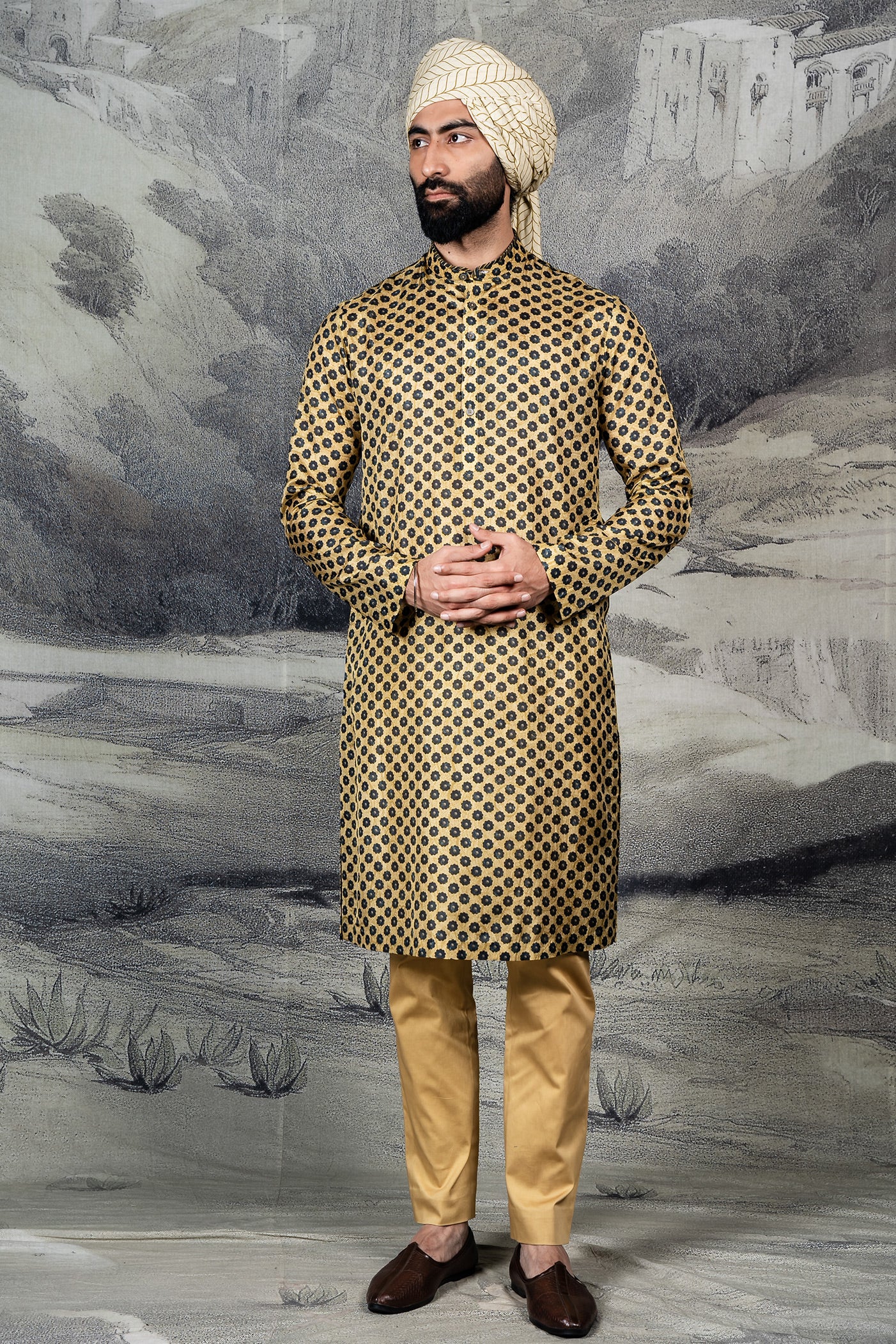 Olive Mustard - Midnight Blue Kurta Set | BARODA