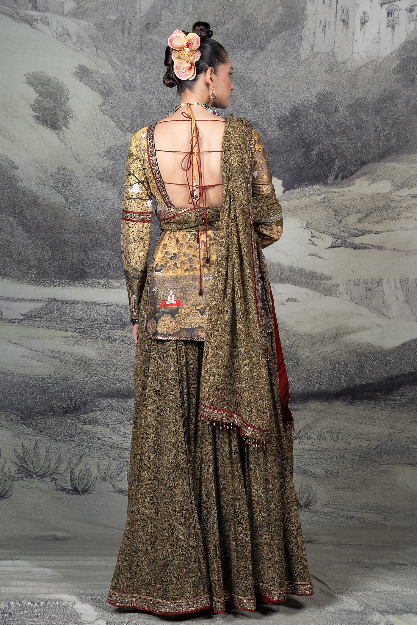 Olive Mustard Sharara Set | BARODA
