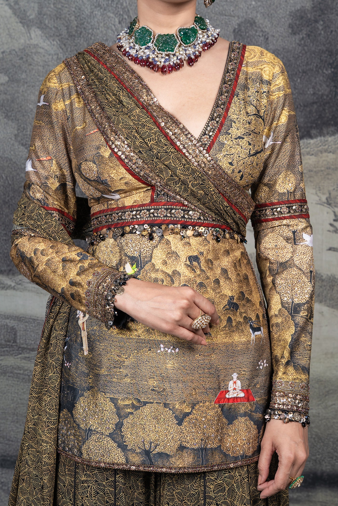 Olive Mustard Sharara Set | BARODA