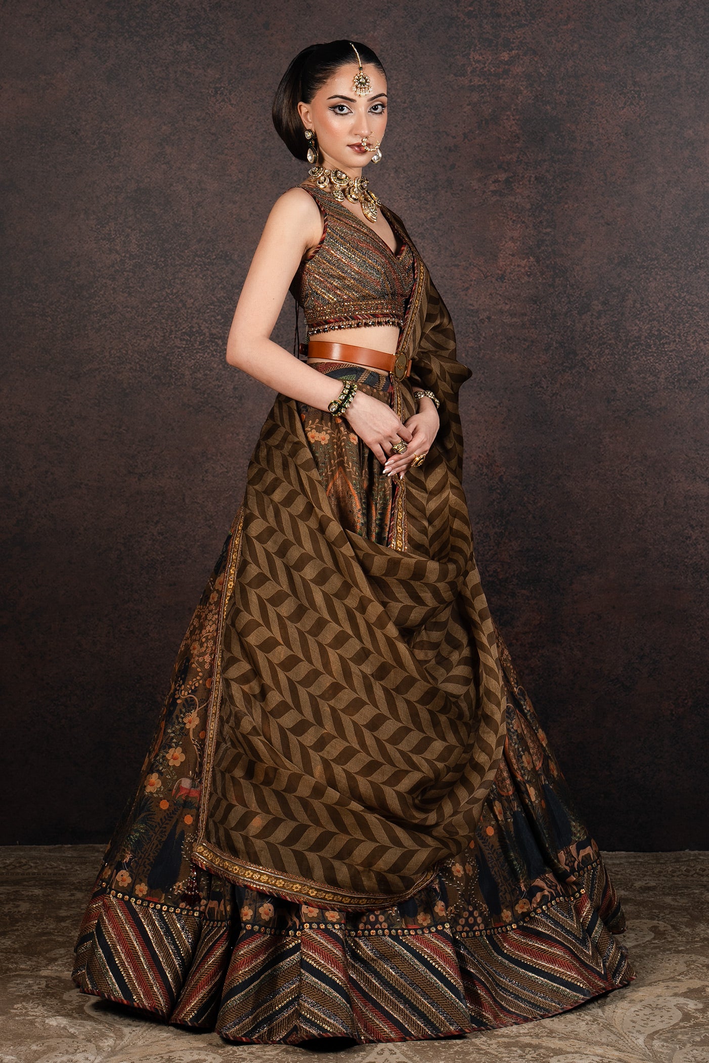 Olive Mustard Skirt Set | MURAQQA