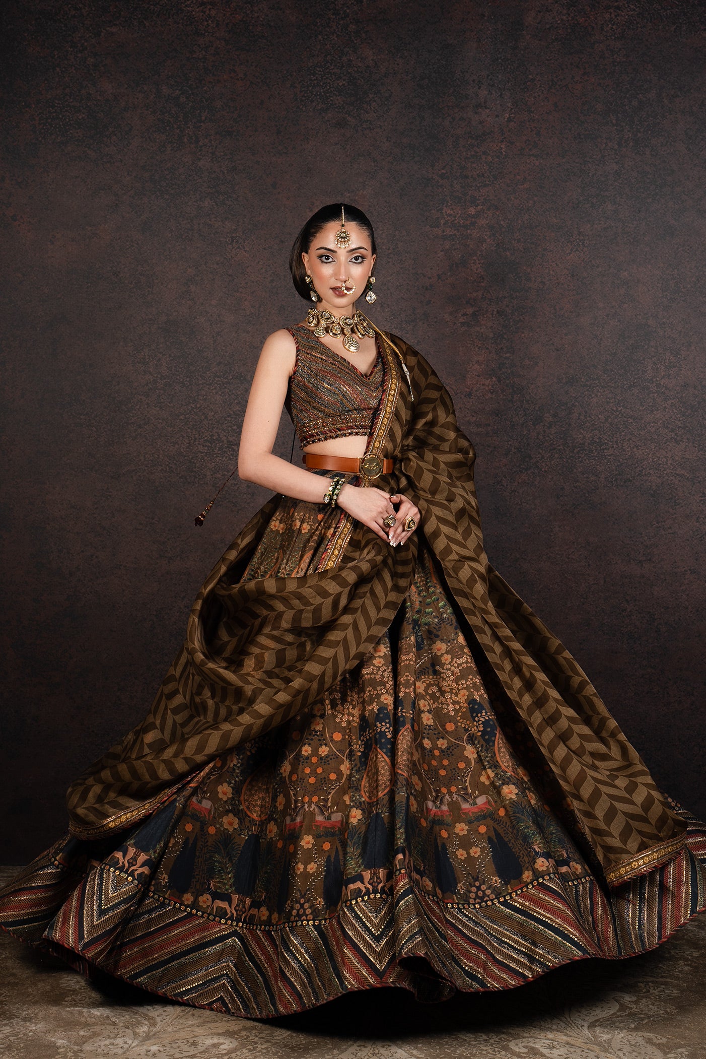 Olive Mustard Skirt Set | MURAQQA