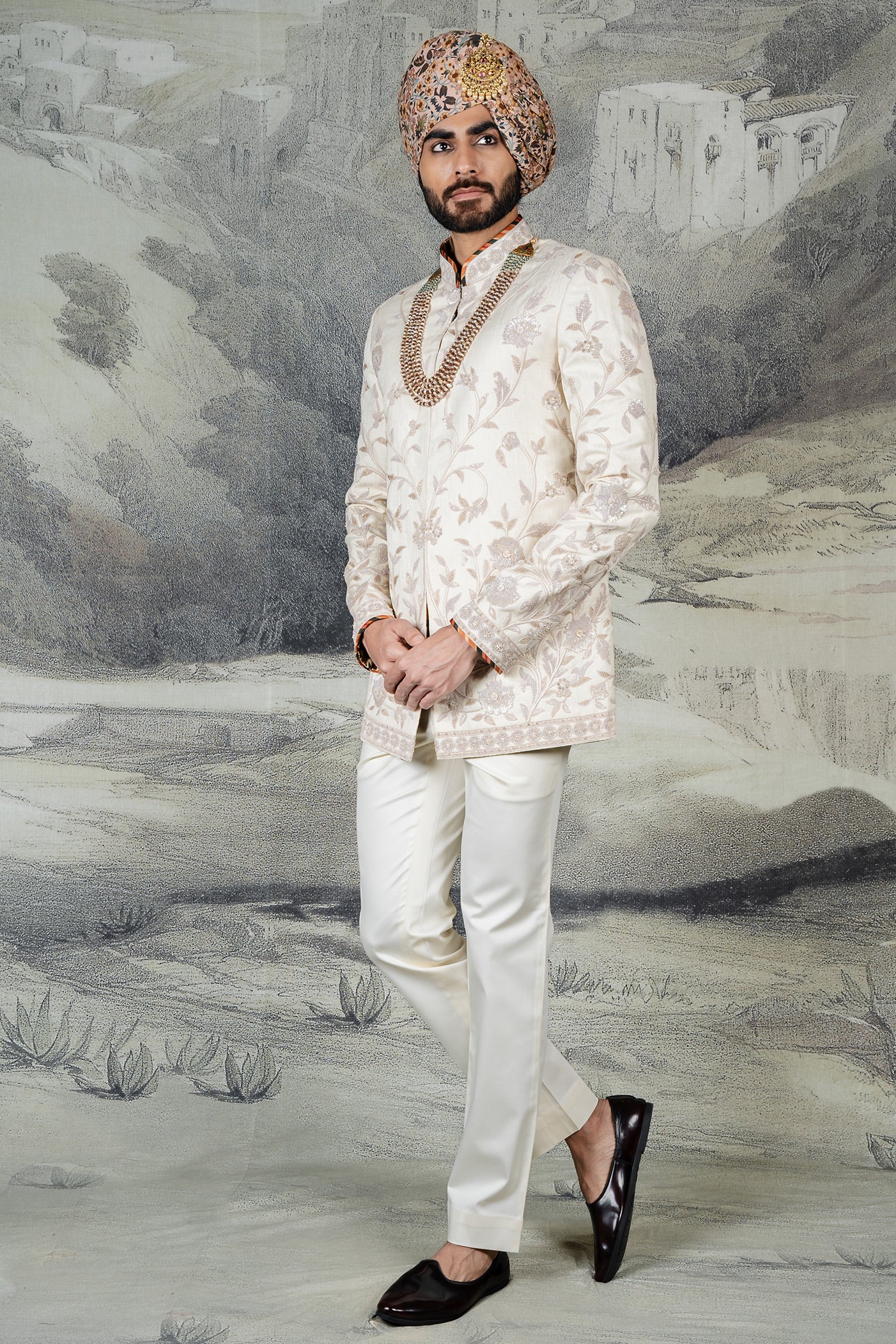 Pearl Ivory Bandhgala Set | BARODA