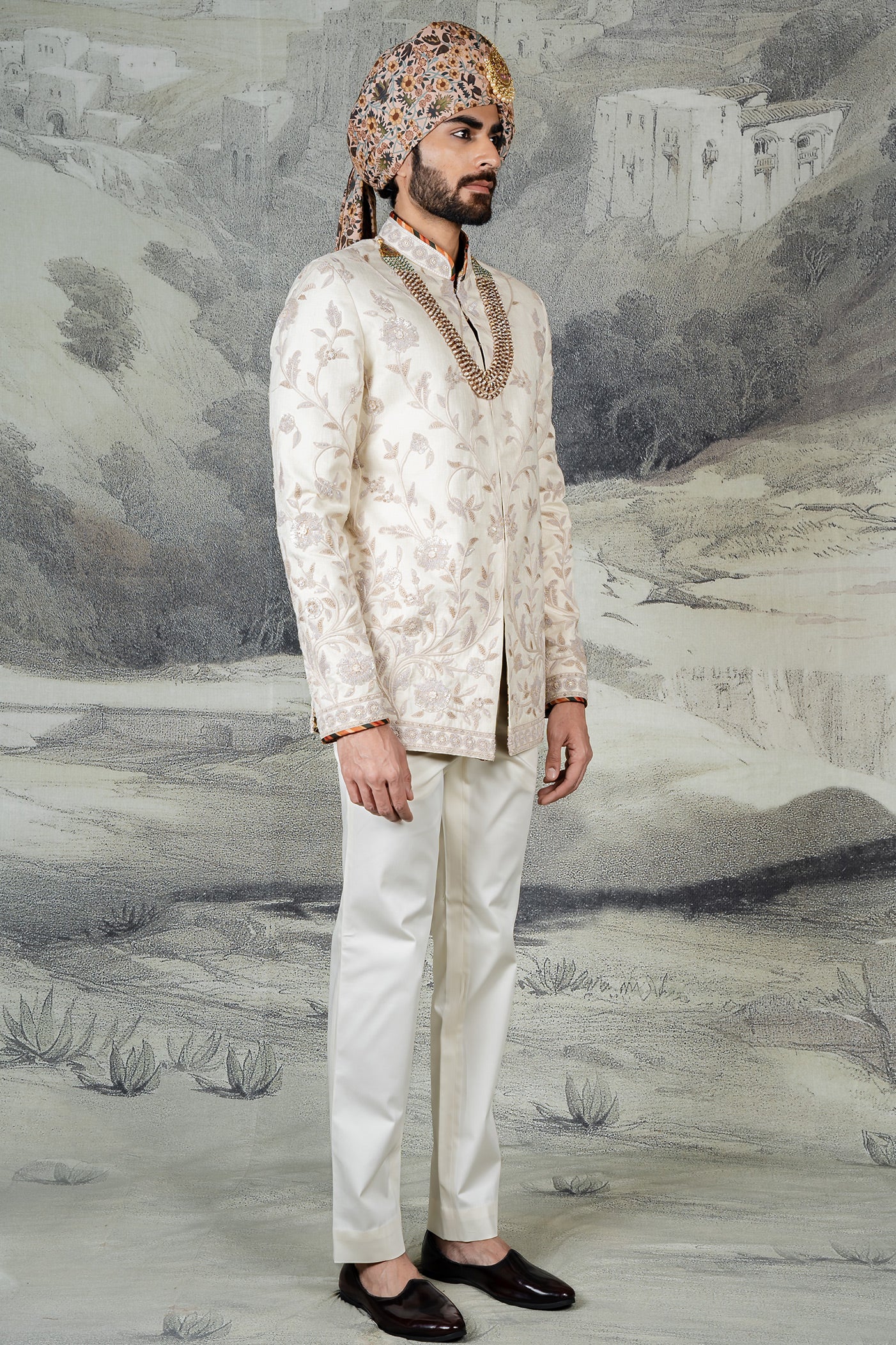 Pearl Ivory Bandhgala Set | BARODA