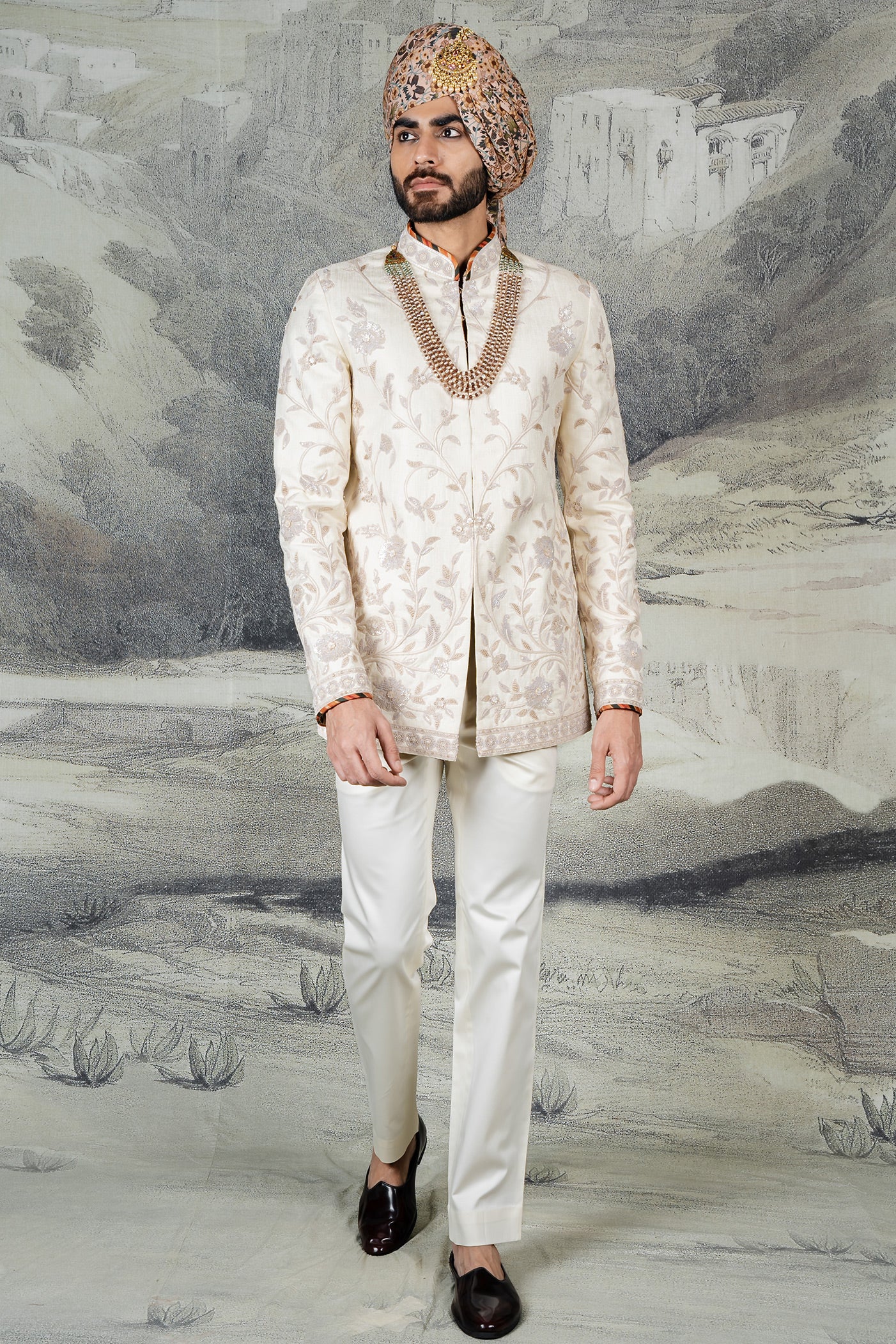 Pearl Ivory Bandhgala Set | BARODA