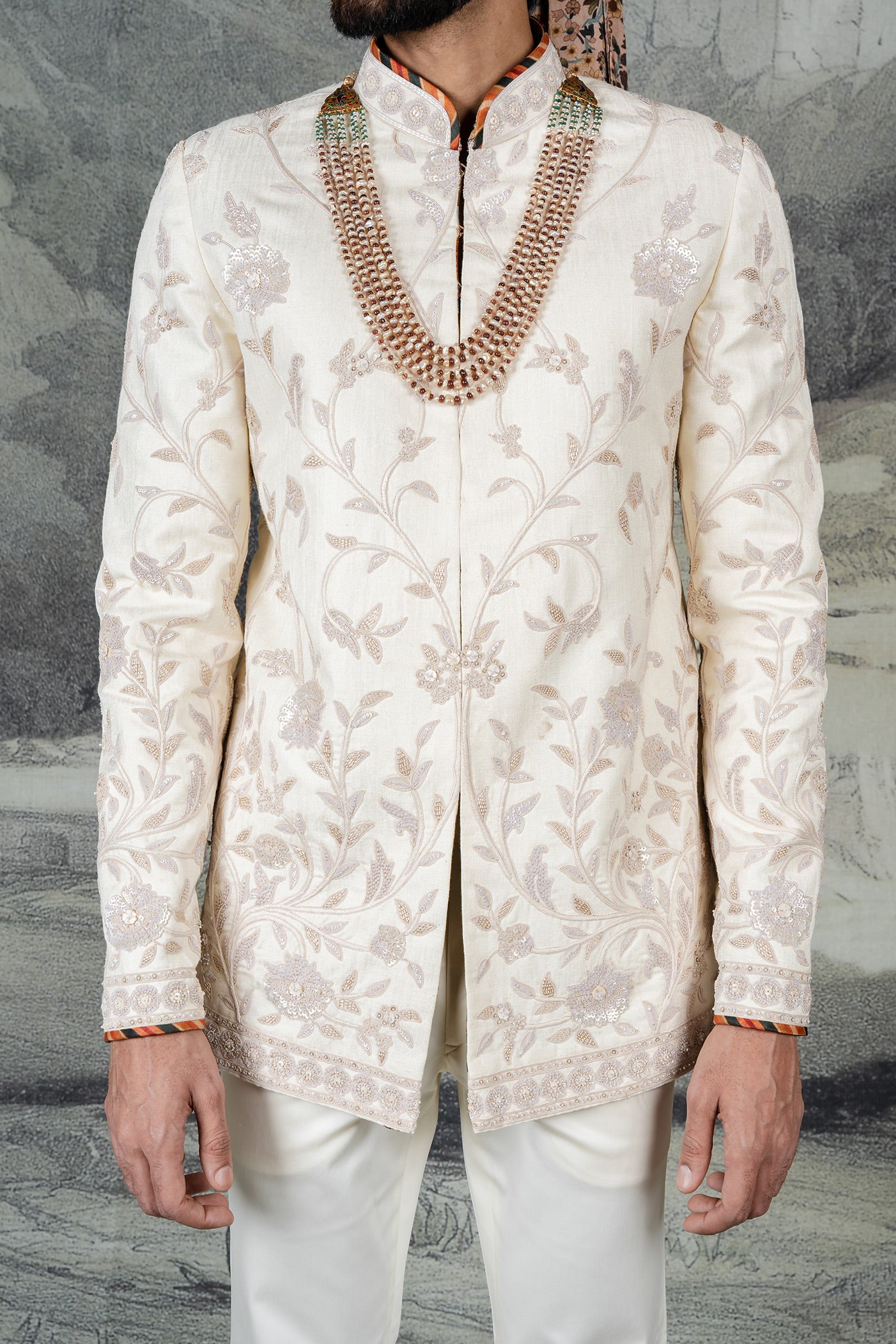 Pearl Ivory Bandhgala Set | BARODA