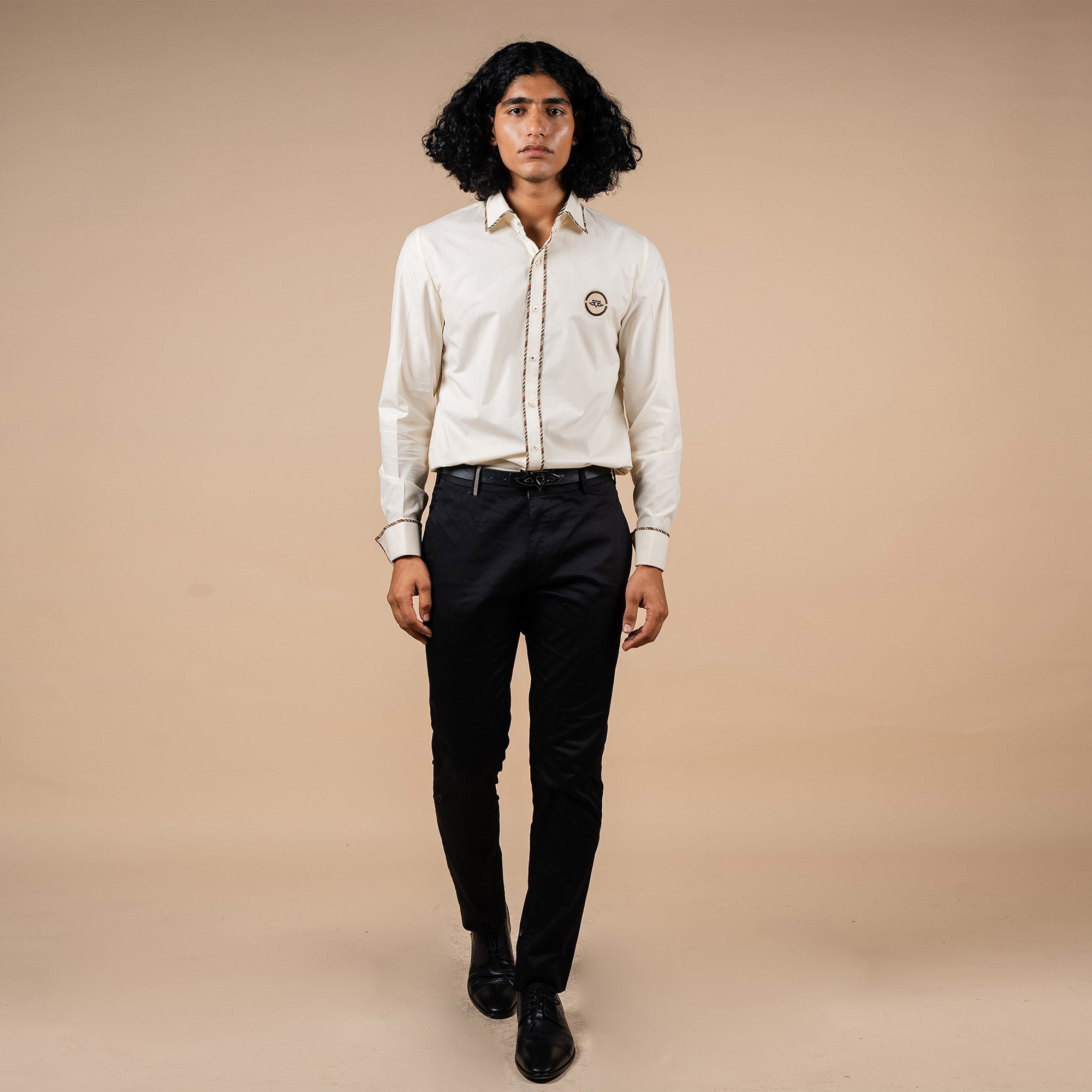 Pearl Ivory Double Piping Phoenix Shirt | PANJ
