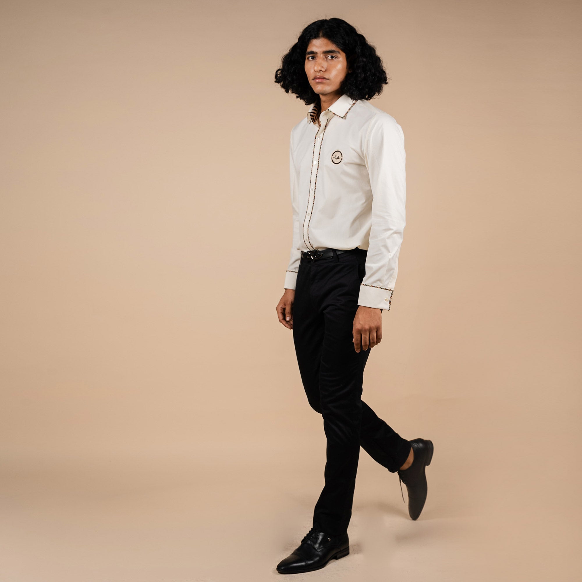 Pearl Ivory Double Piping Phoenix Shirt | PANJ