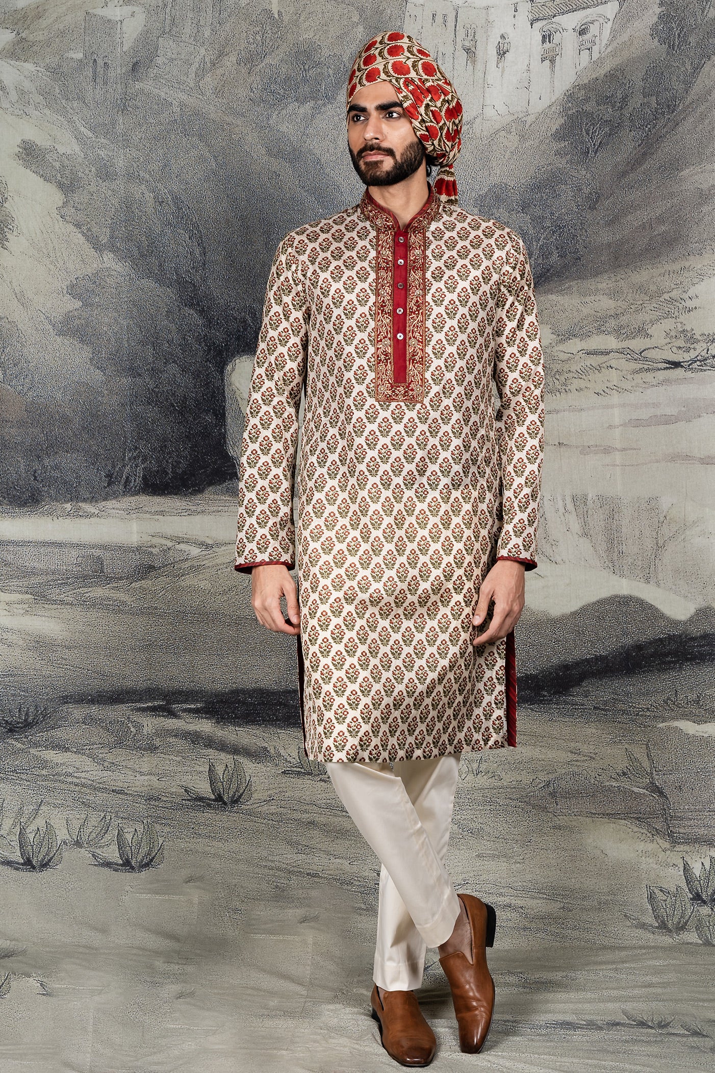 Pearl Ivory - Red Kurta Set | BARODA