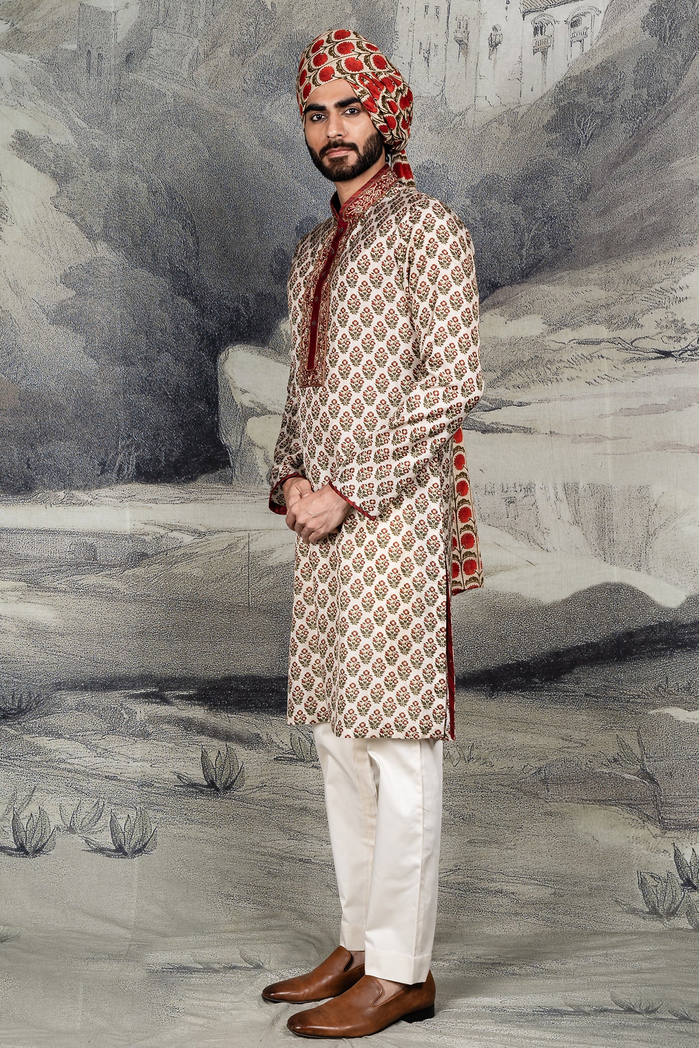 Pearl Ivory - Red Kurta Set | BARODA