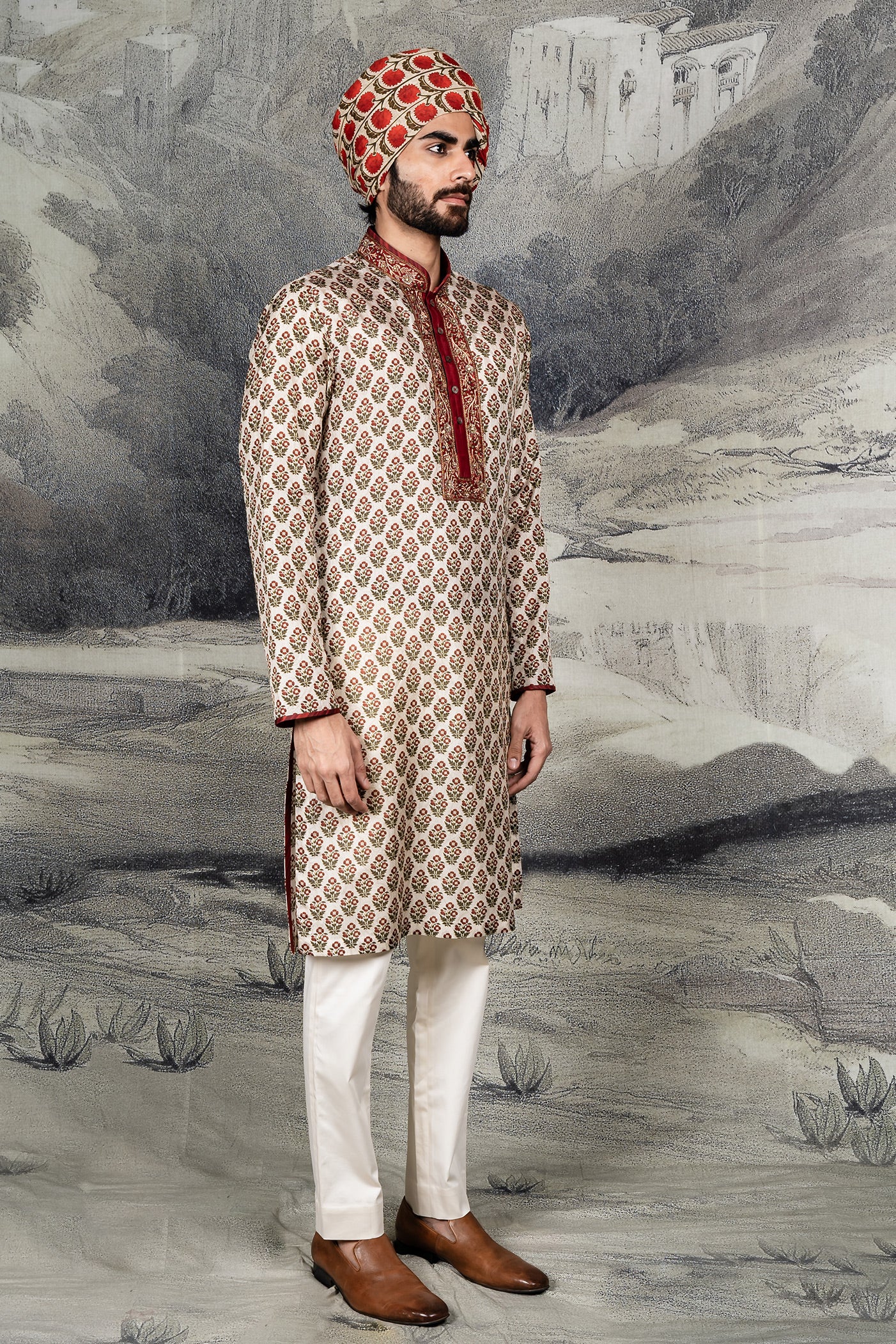 Pearl Ivory - Red Kurta Set | BARODA
