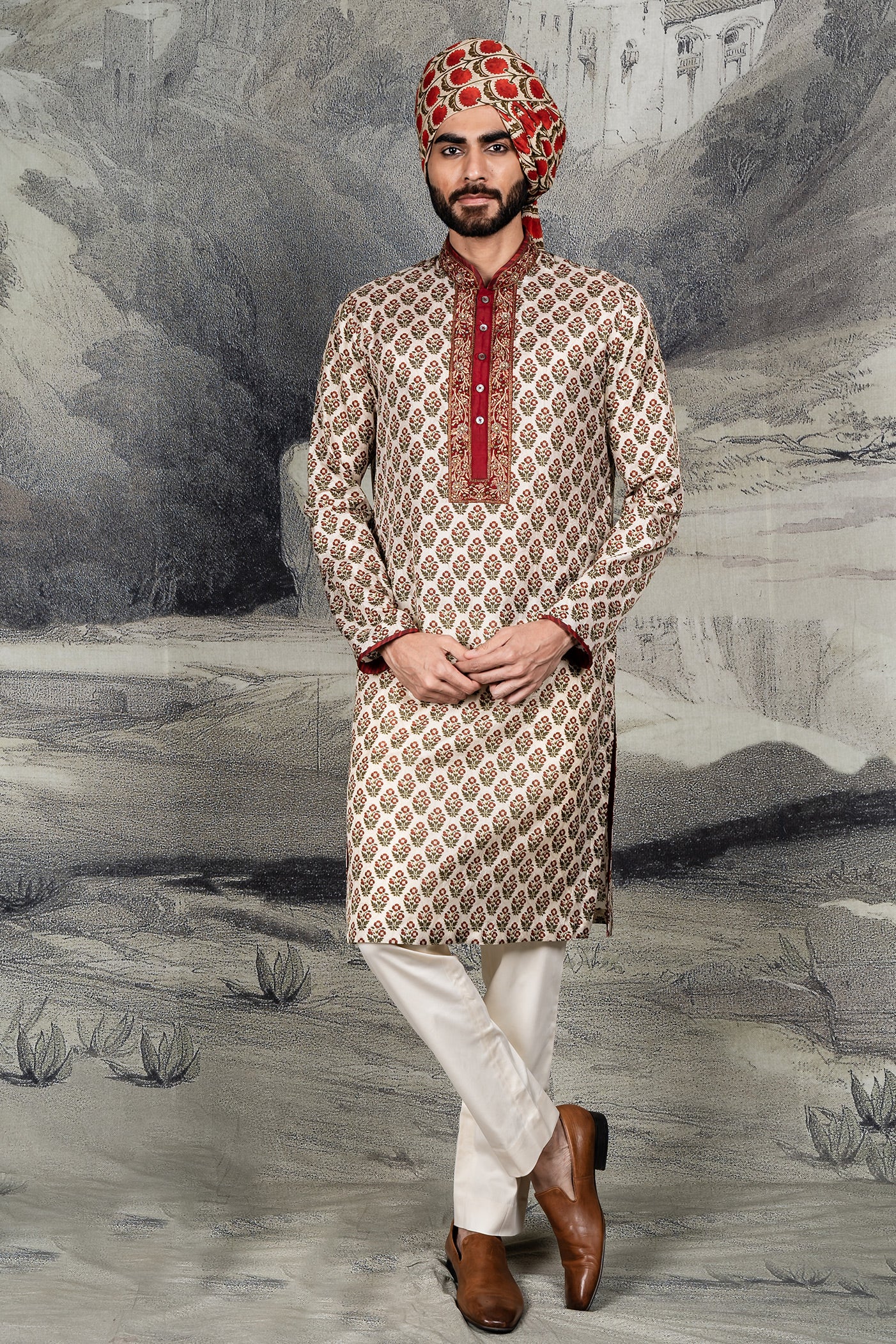 Pearl Ivory - Red Kurta Set | BARODA