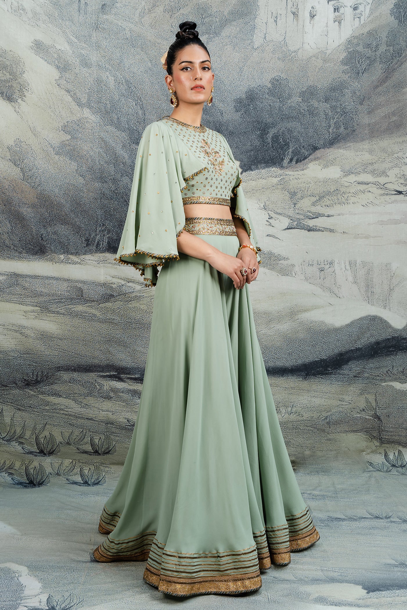 Pista Green Solid Rayon Sharara main image 1