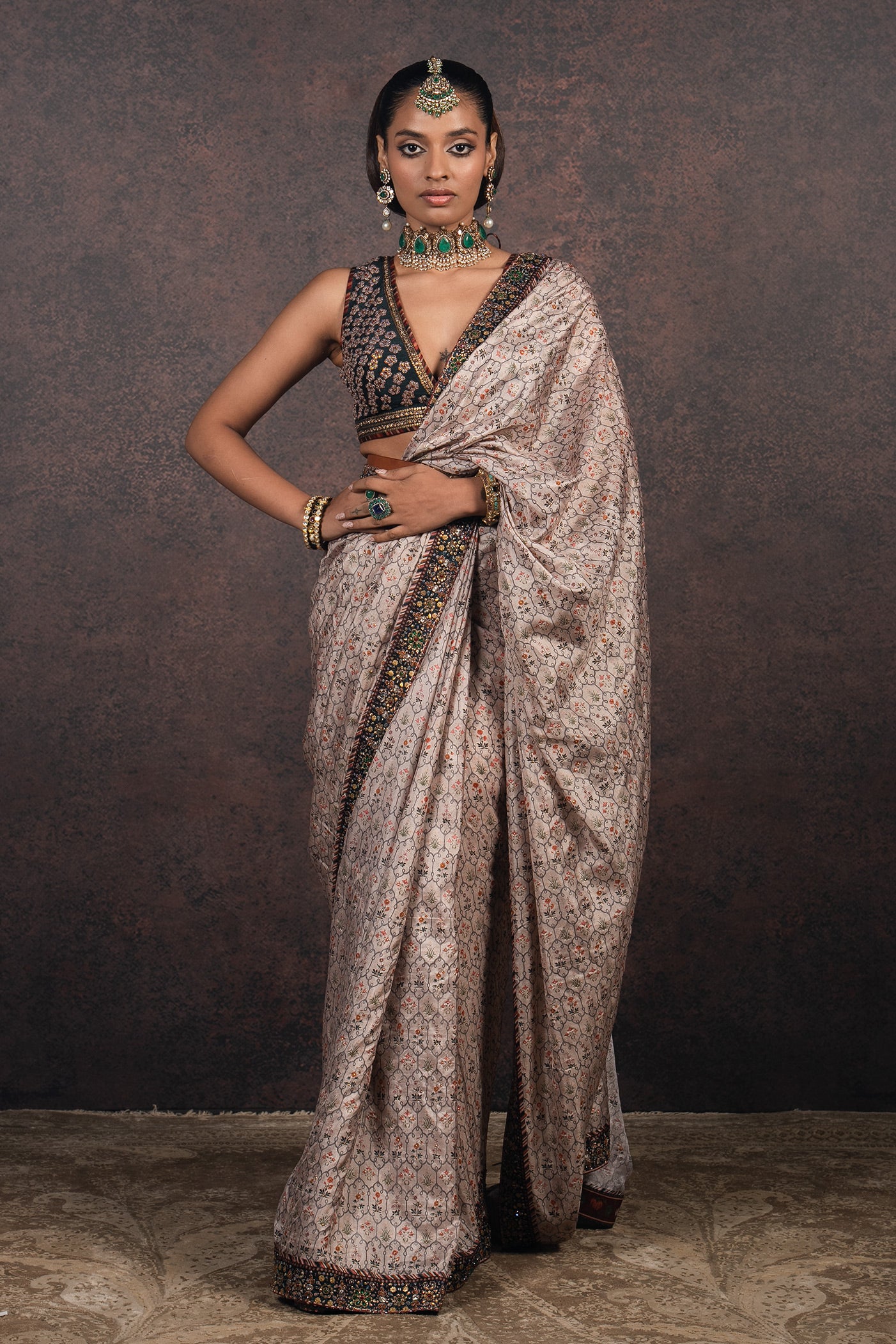 Porcelain Ivory Saree Set | MURAQQA