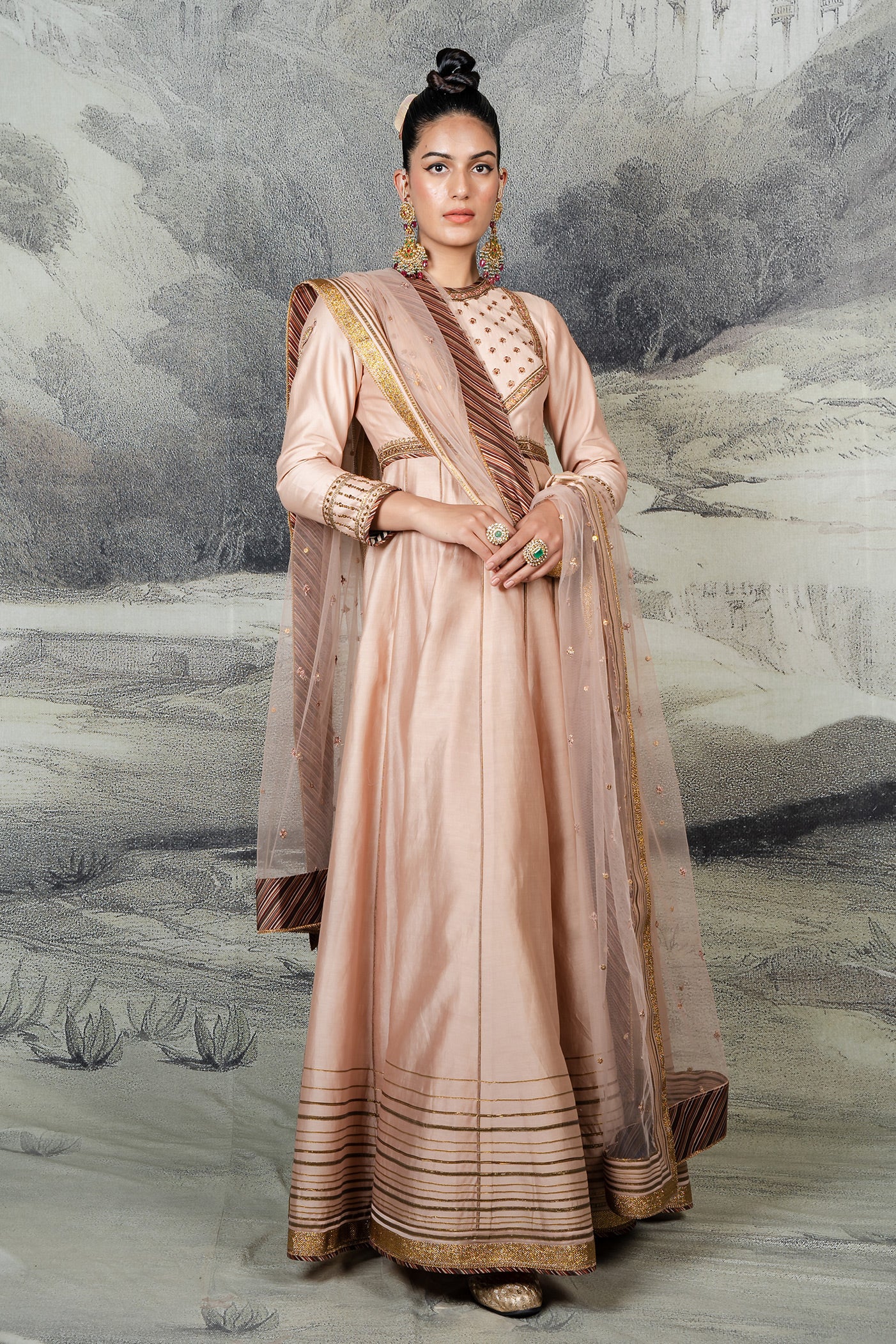 Powder Pink Anarkali Set | BARODA