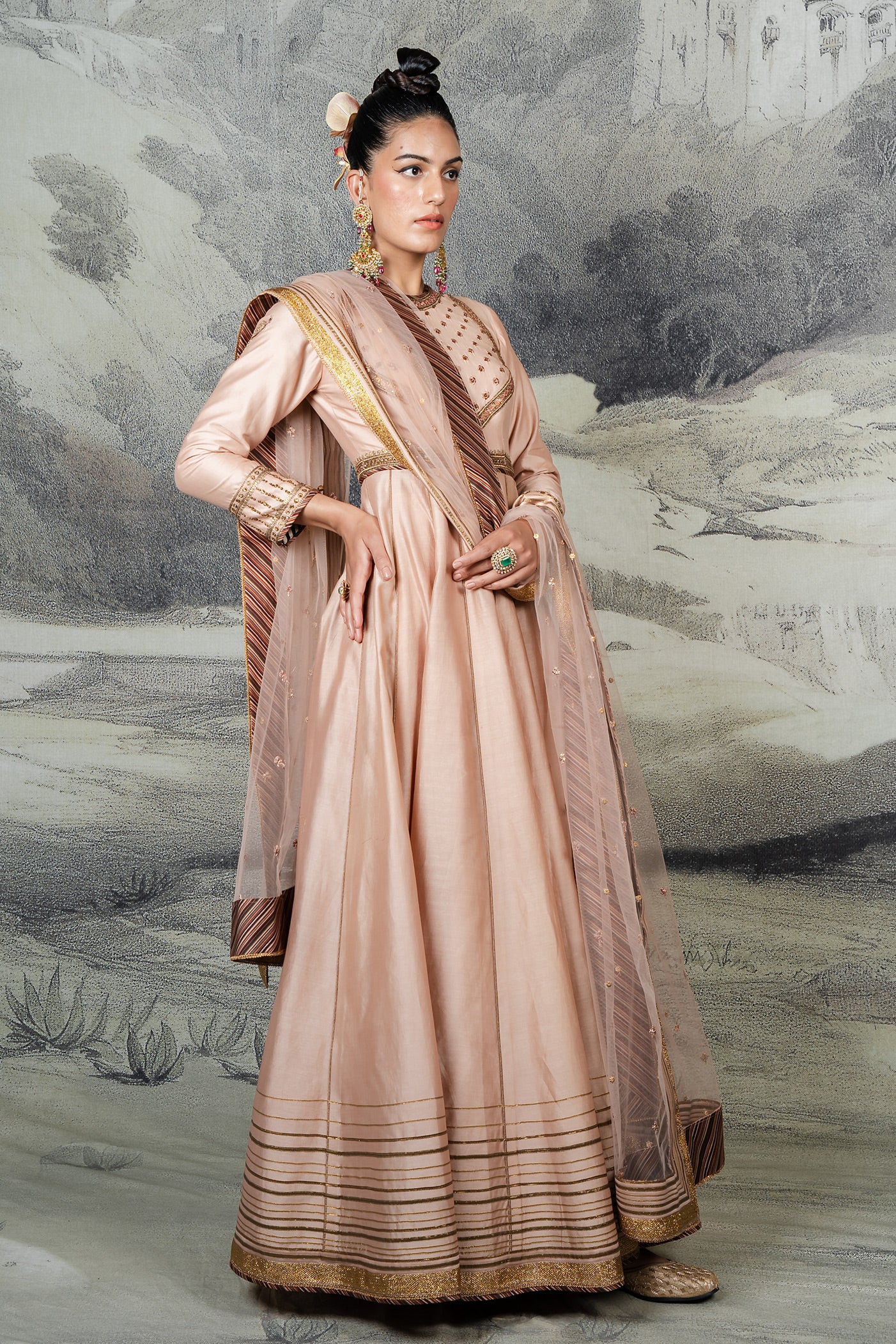 Powder Pink Anarkali Set | BARODA