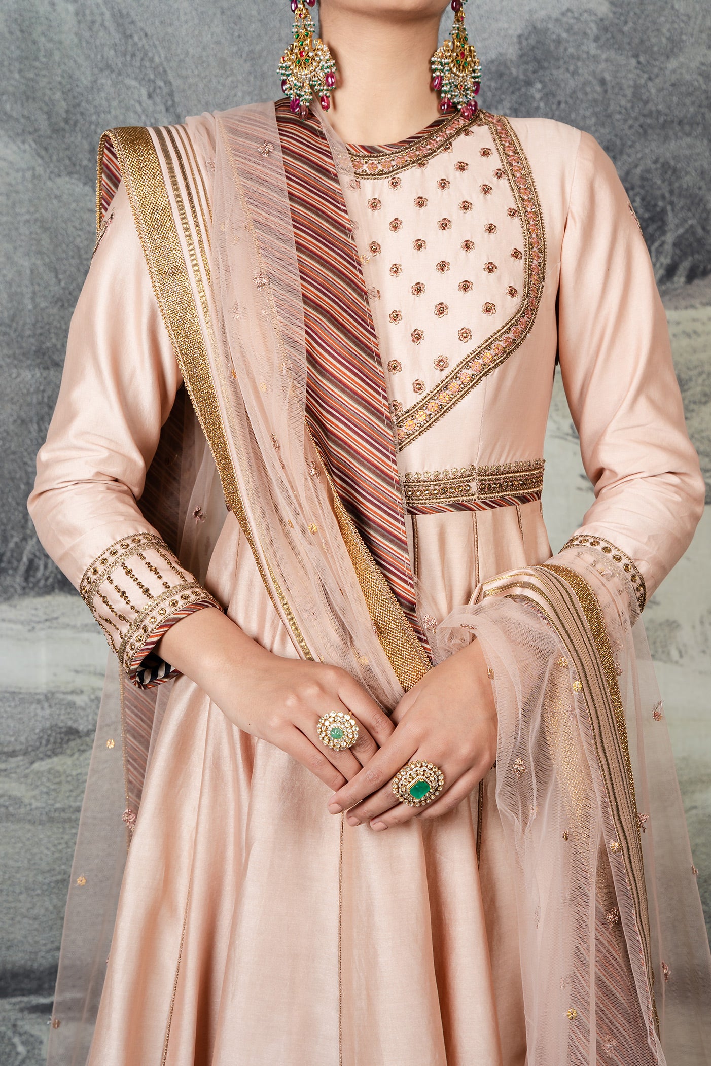 Powder Pink Anarkali Set | BARODA