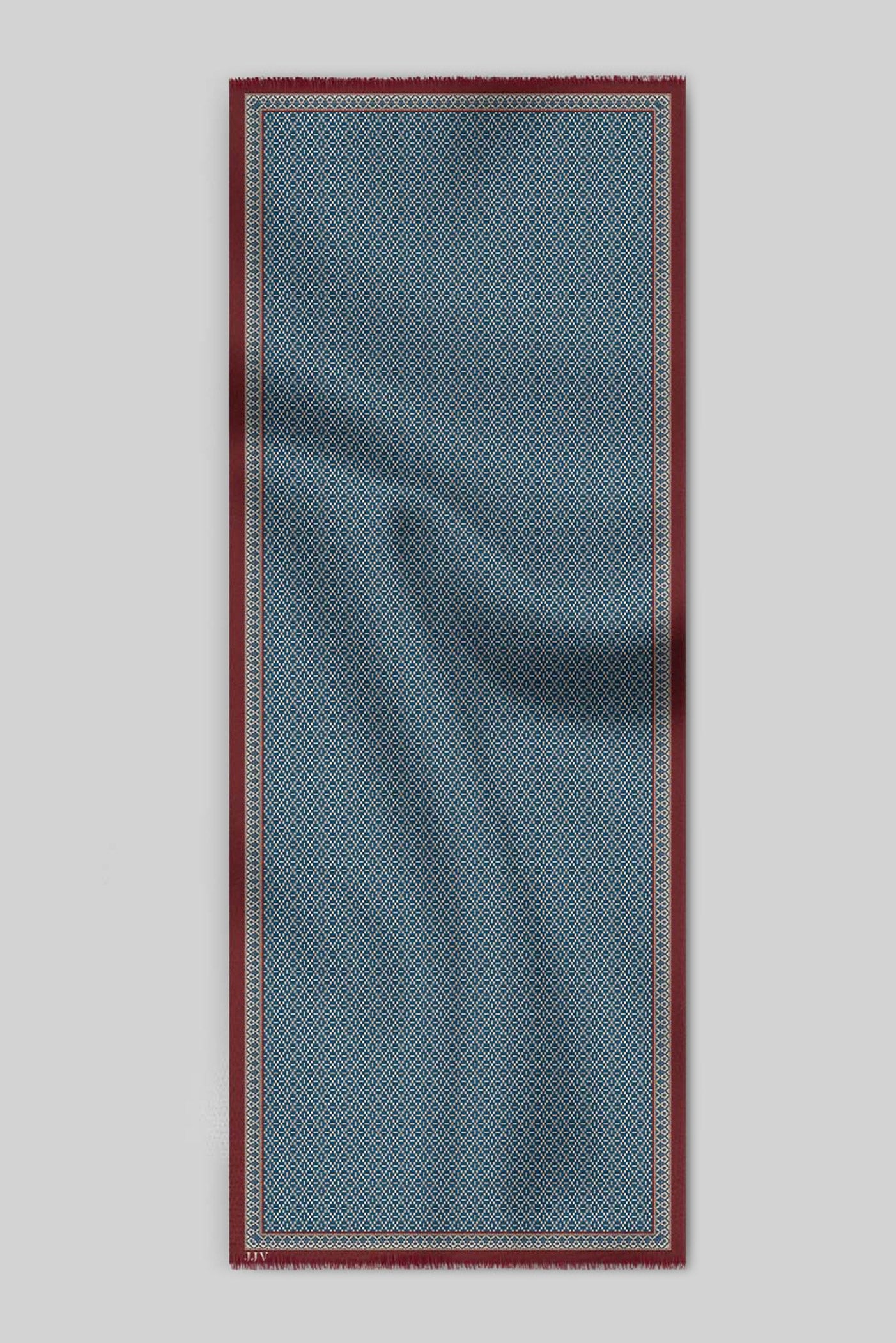 Prussian Blue Printed Woollen Scarf