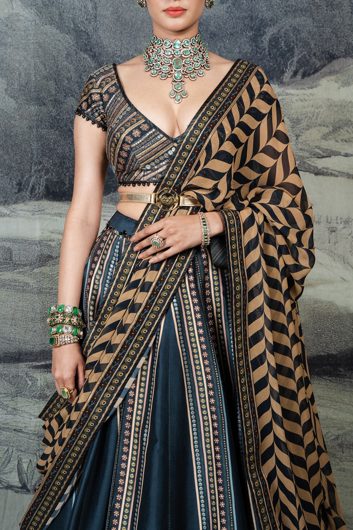 Prussian Blue Skirt Set | BARODA