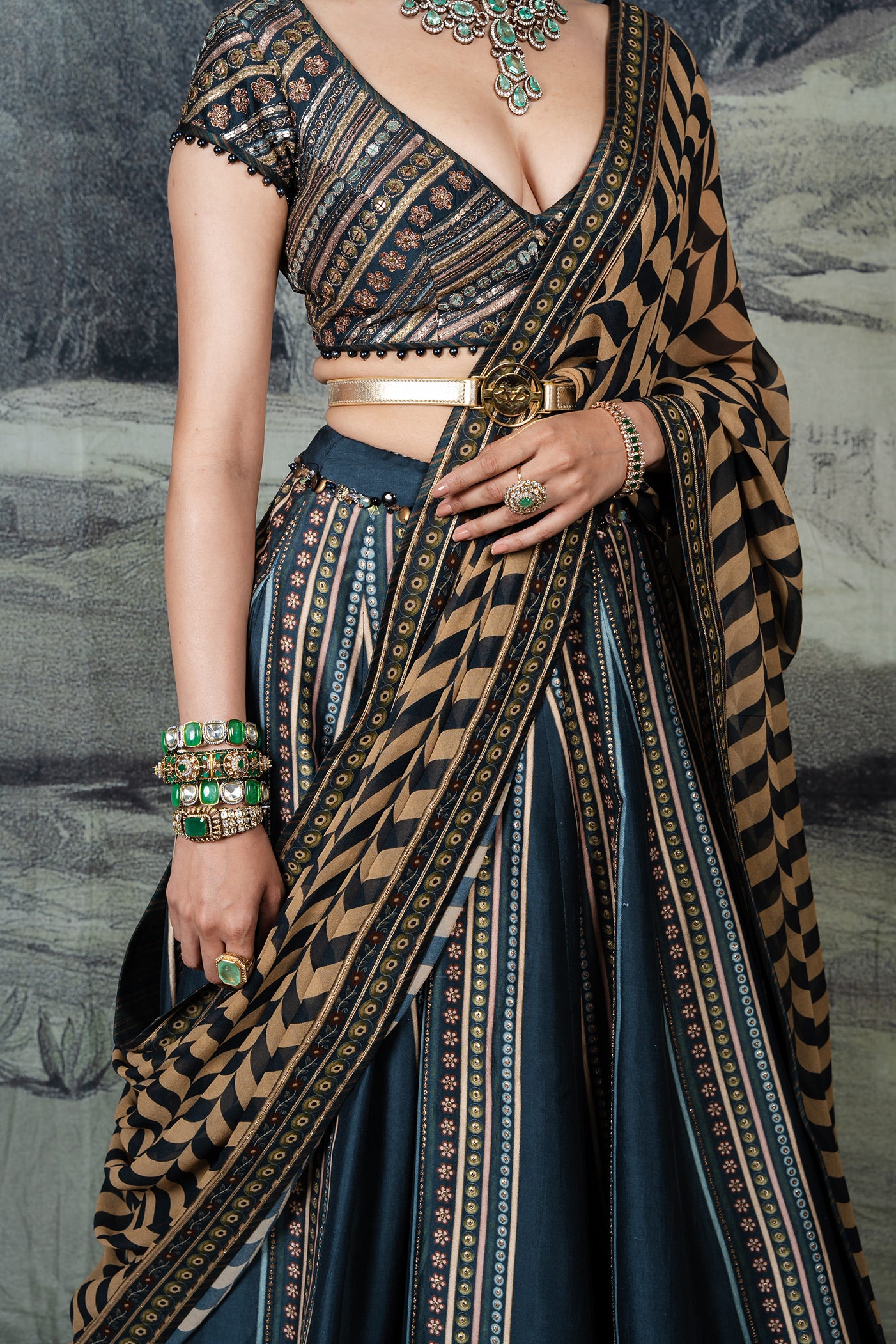 Prussian Blue Skirt Set | BARODA