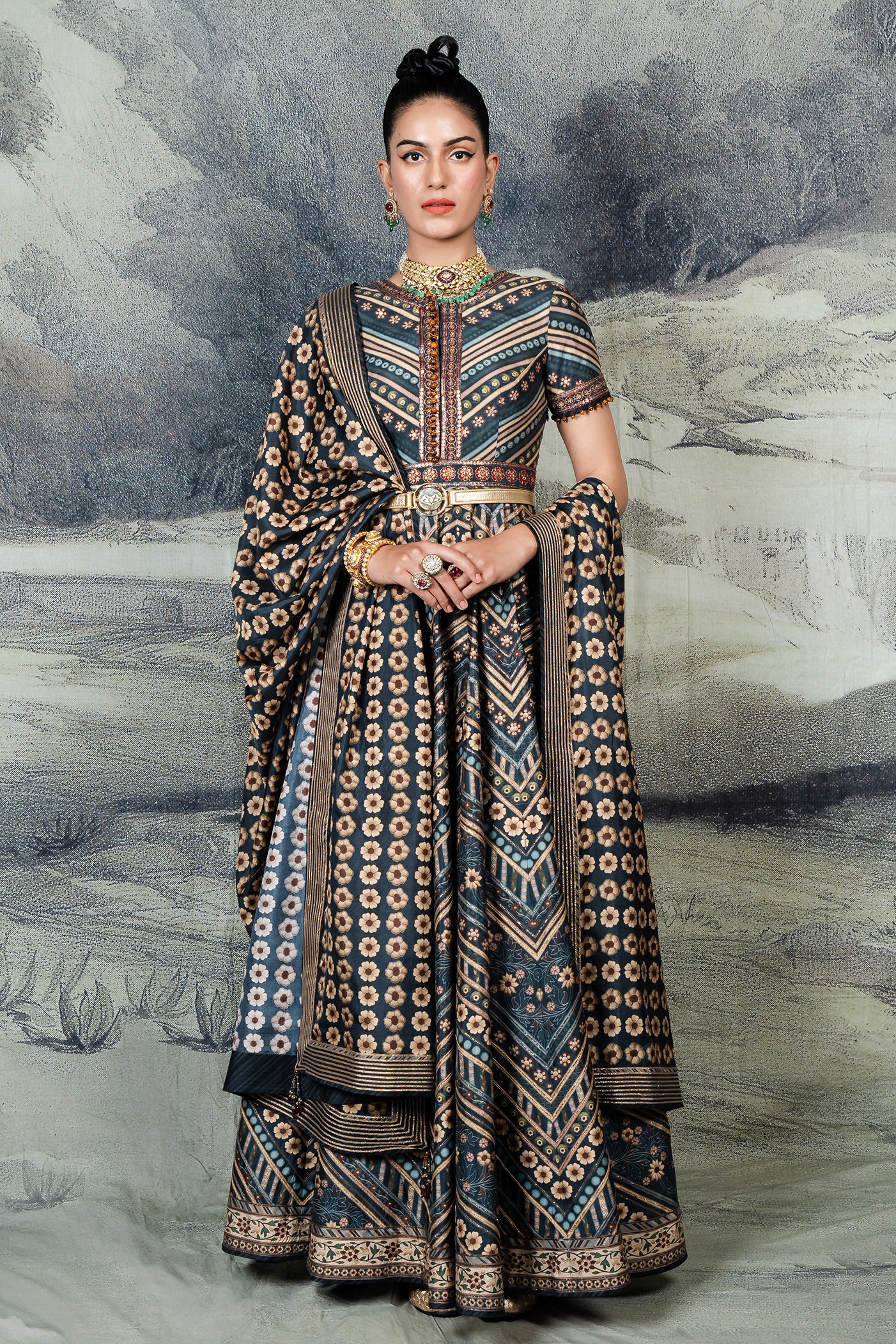 Purssian Blue Anarkali Set | BARODA