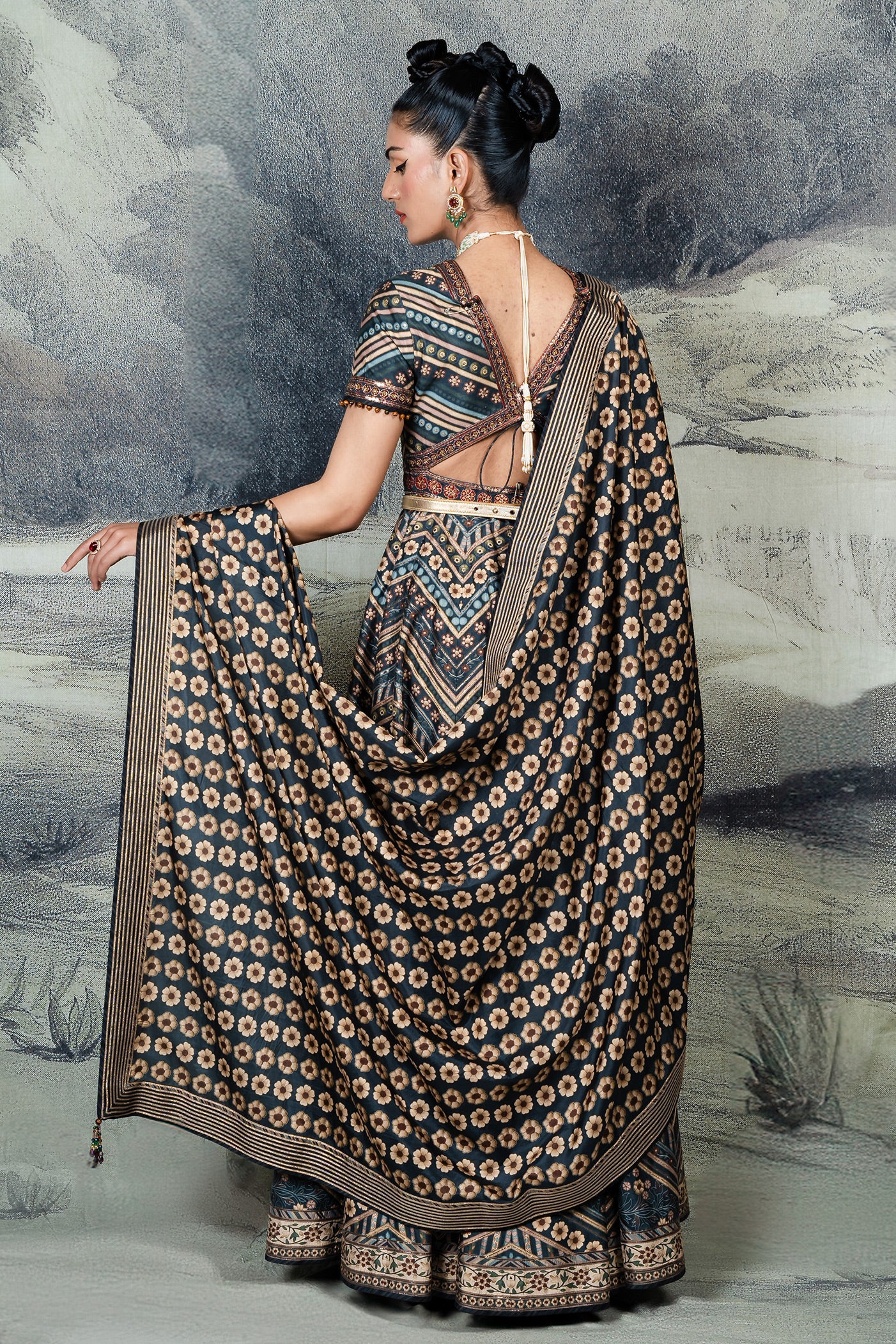 Purssian Blue Anarkali Set | BARODA