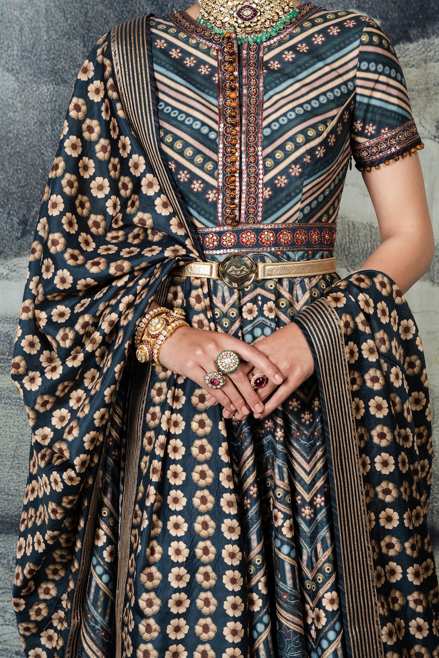 Purssian Blue Anarkali Set | BARODA
