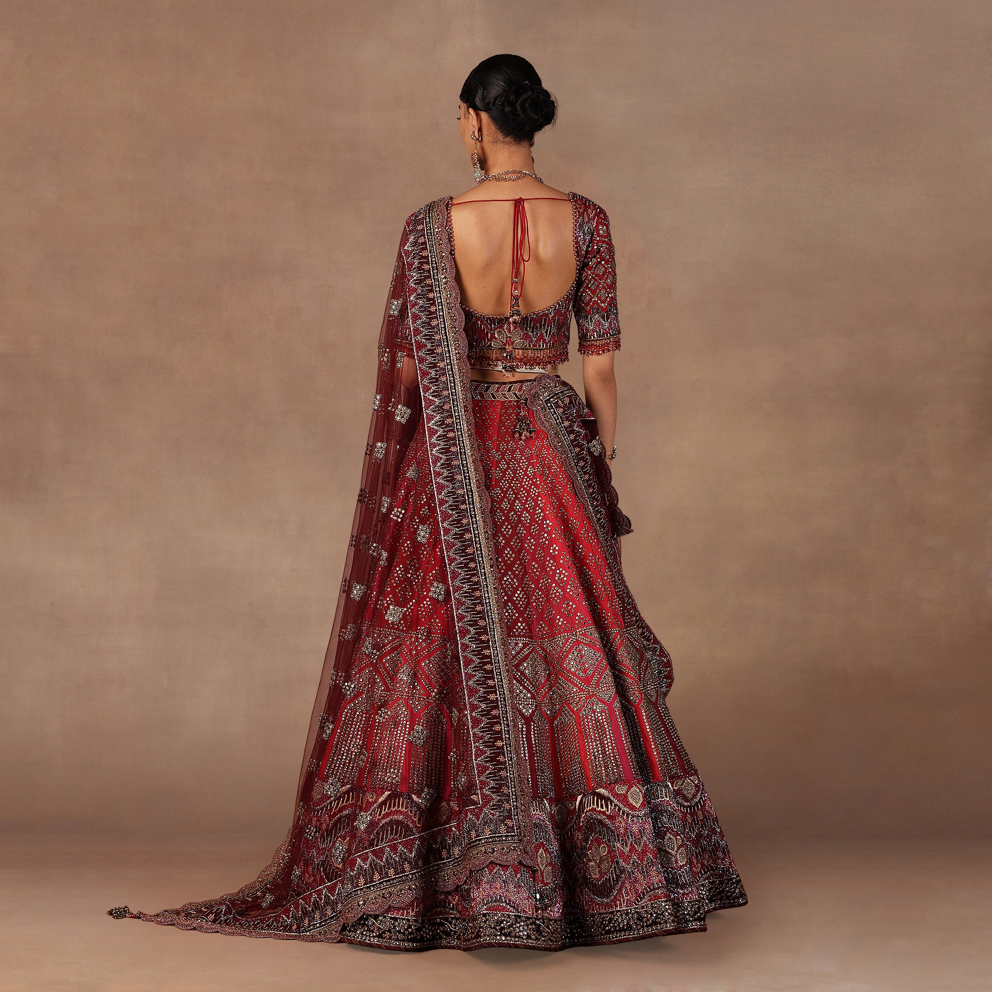 Red - Burgundy Ombre Lehenga Set | EAST