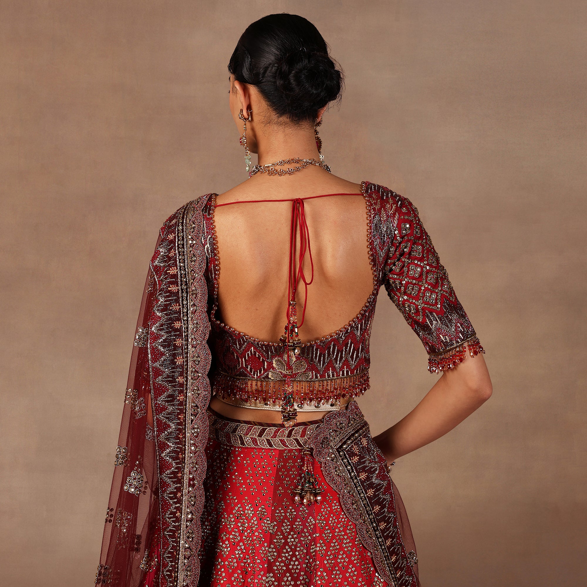 Red - Burgundy Ombre Lehenga Set | EAST