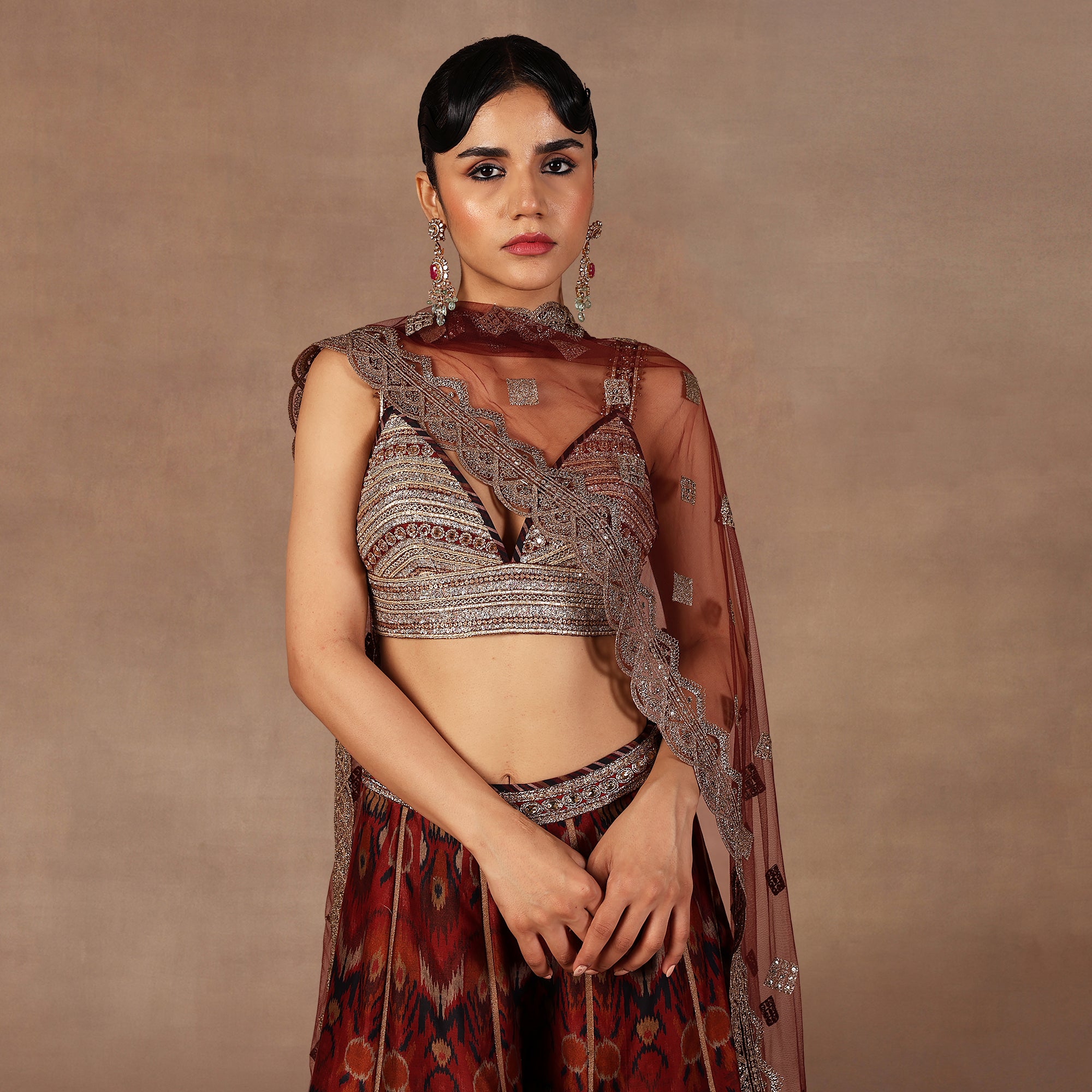 Red - Burgundy Ombre Sharara Set | EAST
