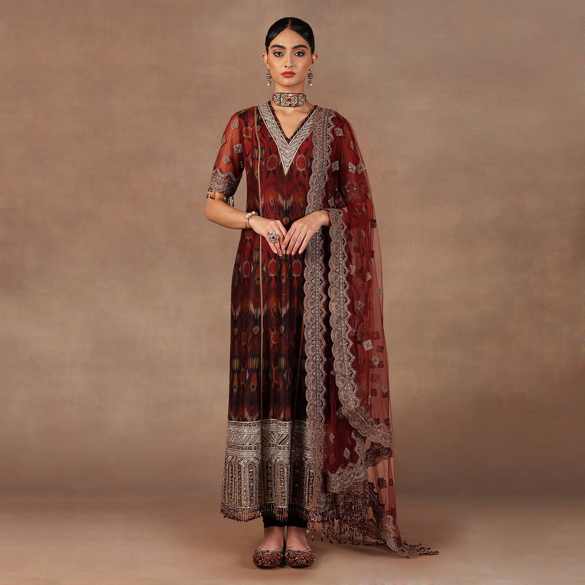 Red - Burgundy Ombre Tunic Set | EAST