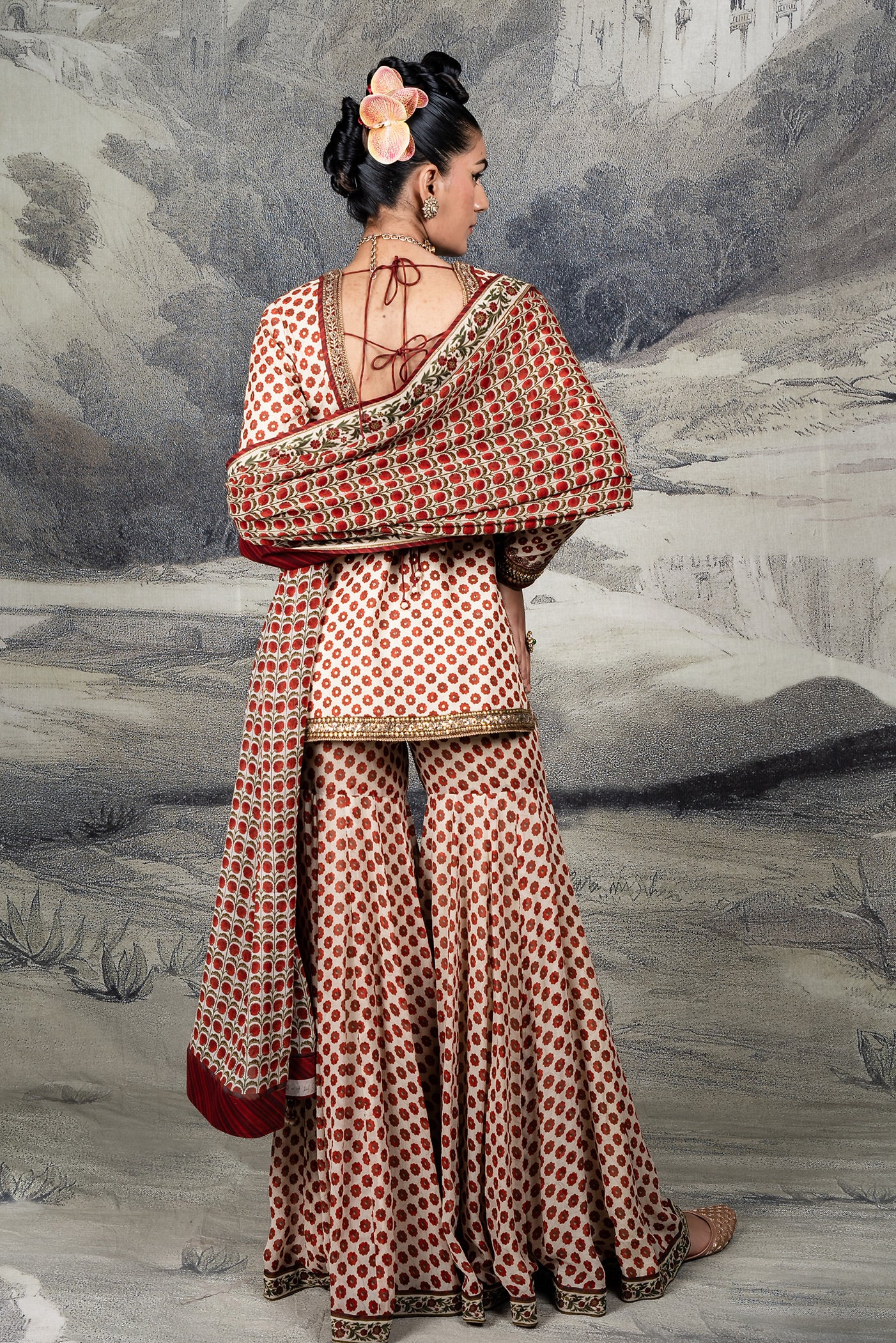 Red - Ivory Sharara Set | BARODA