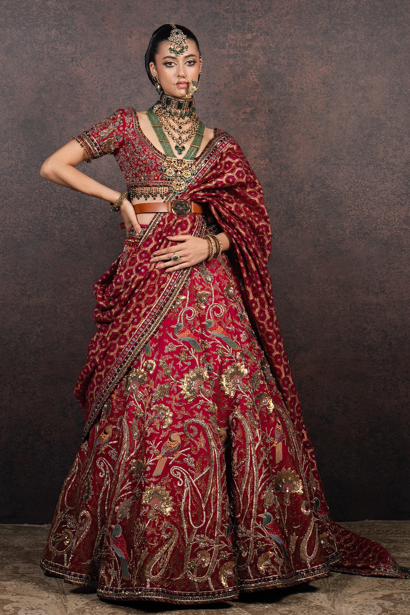 Red - Maroon Ombre Lehenga Set | MURAQQA