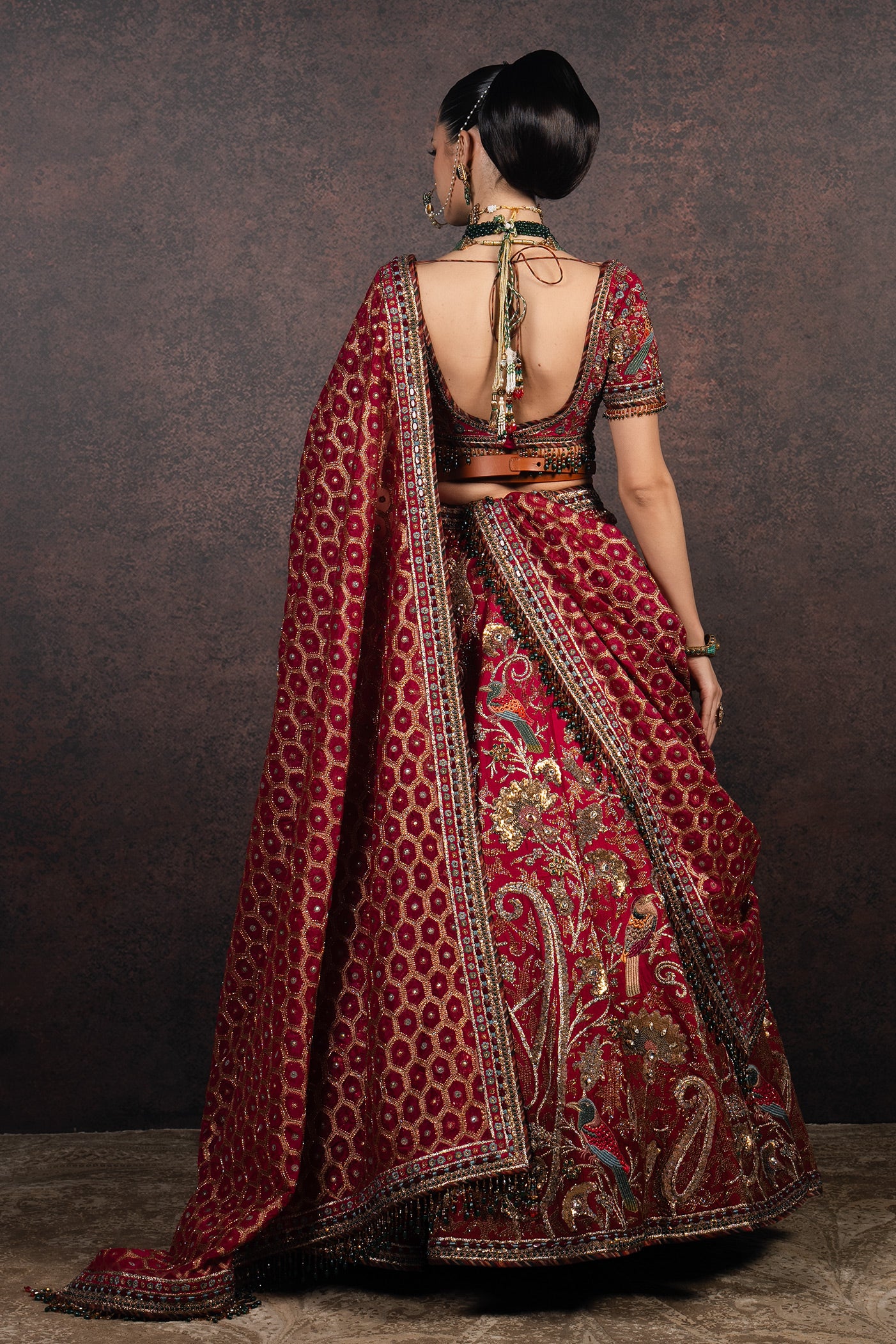 Red - Maroon Ombre Lehenga Set | MURAQQA