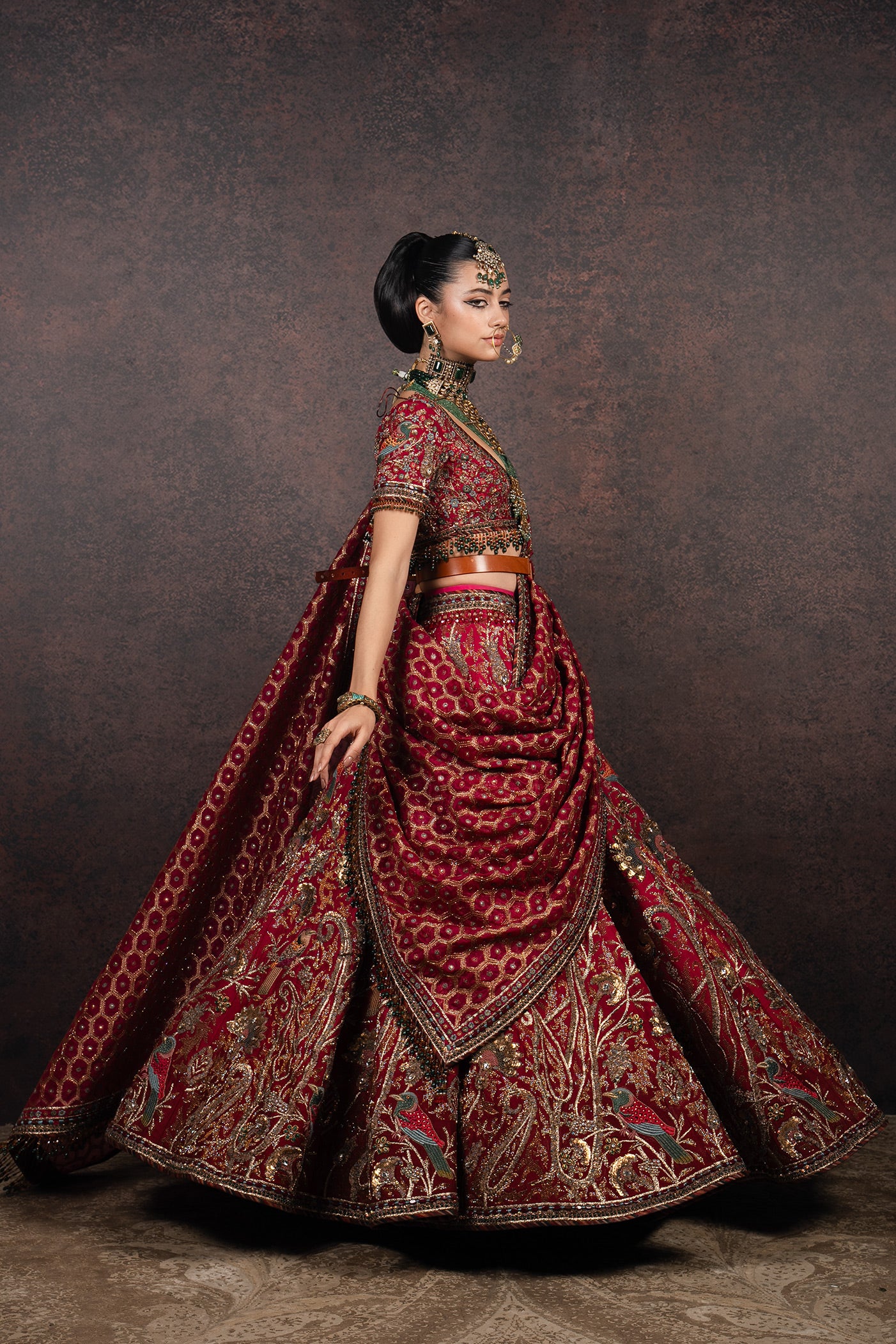 Red - Maroon Ombre Lehenga Set | MURAQQA