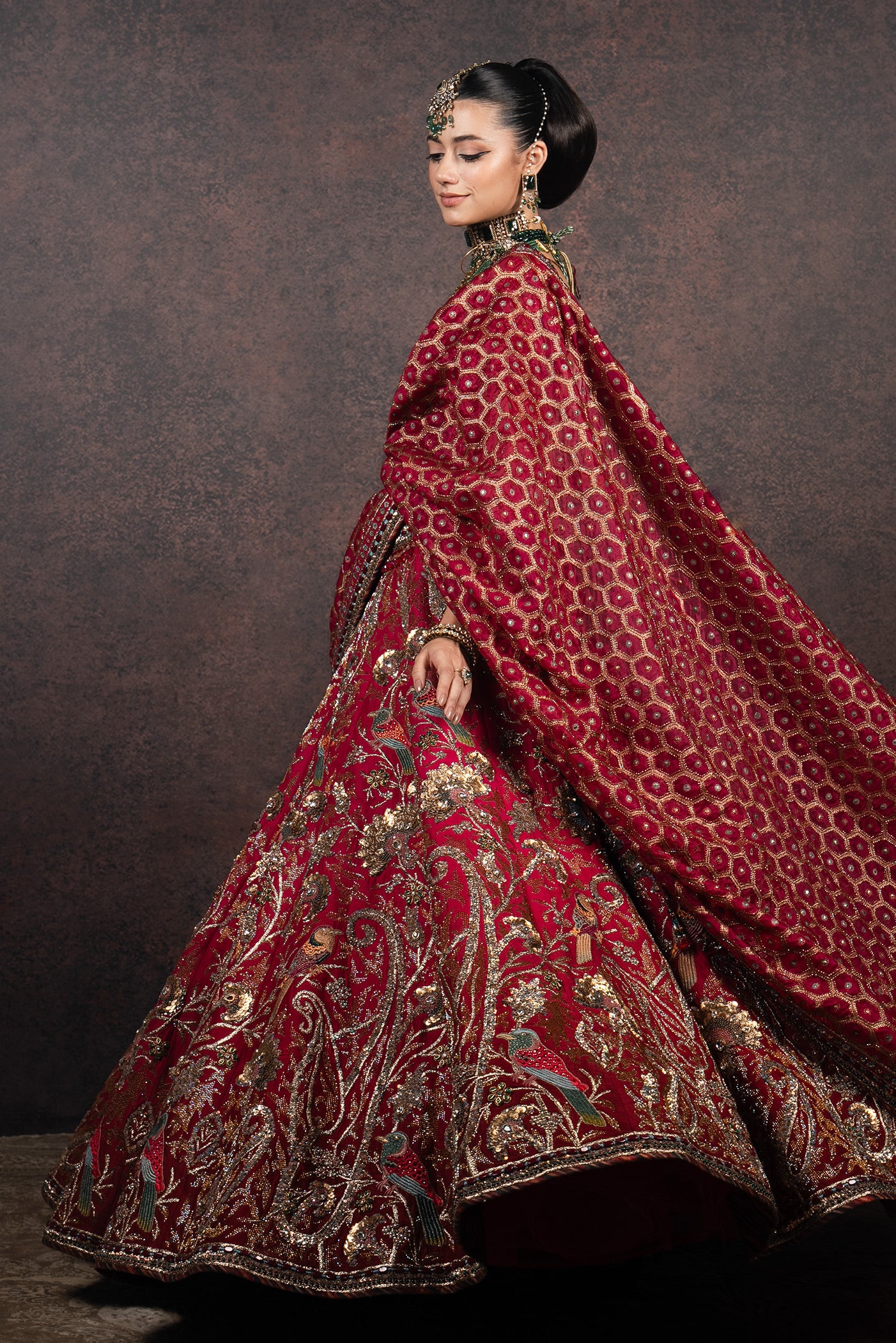 Red - Maroon Ombre Lehenga Set | MURAQQA