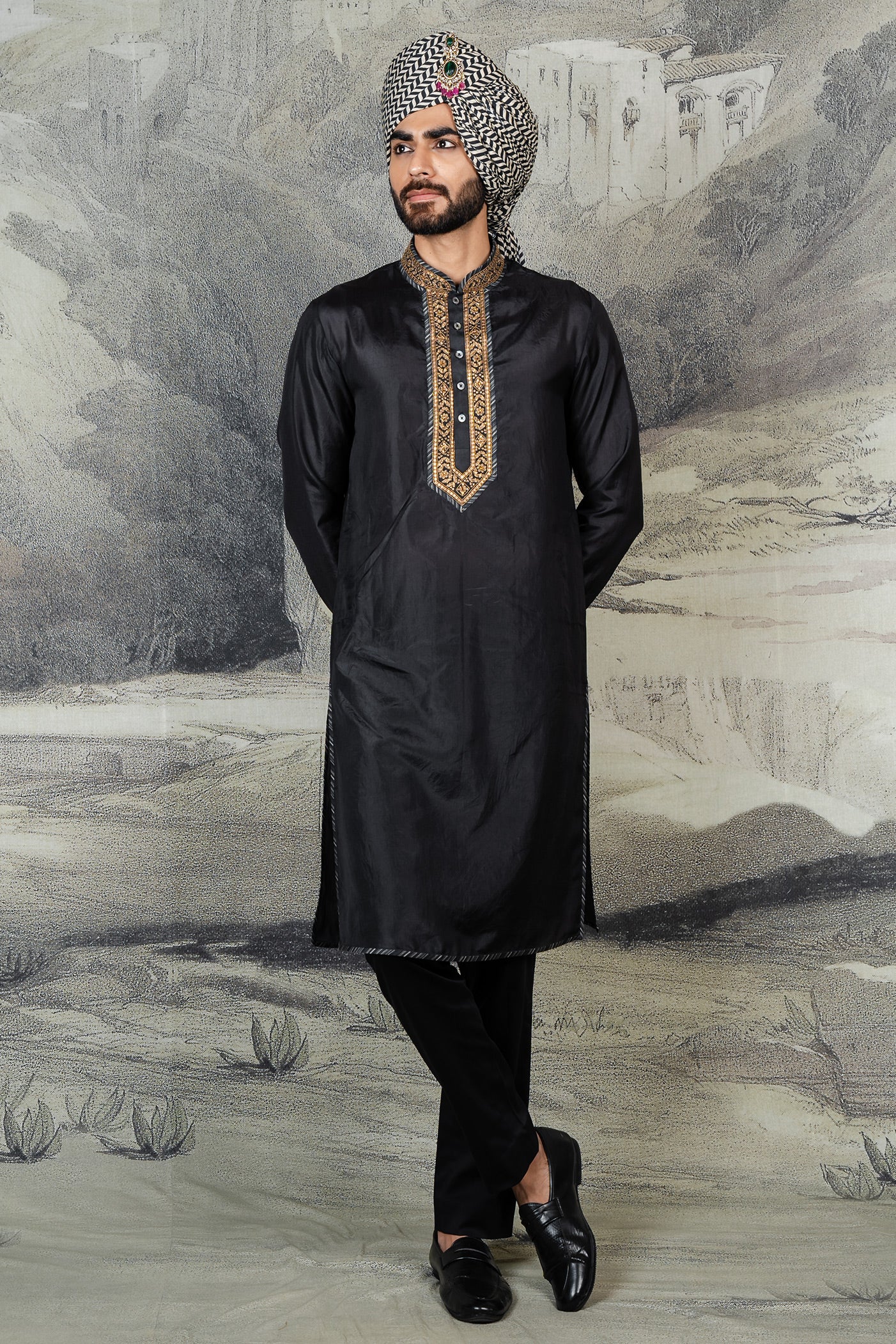 Rich Black Kurta Set | BARODA