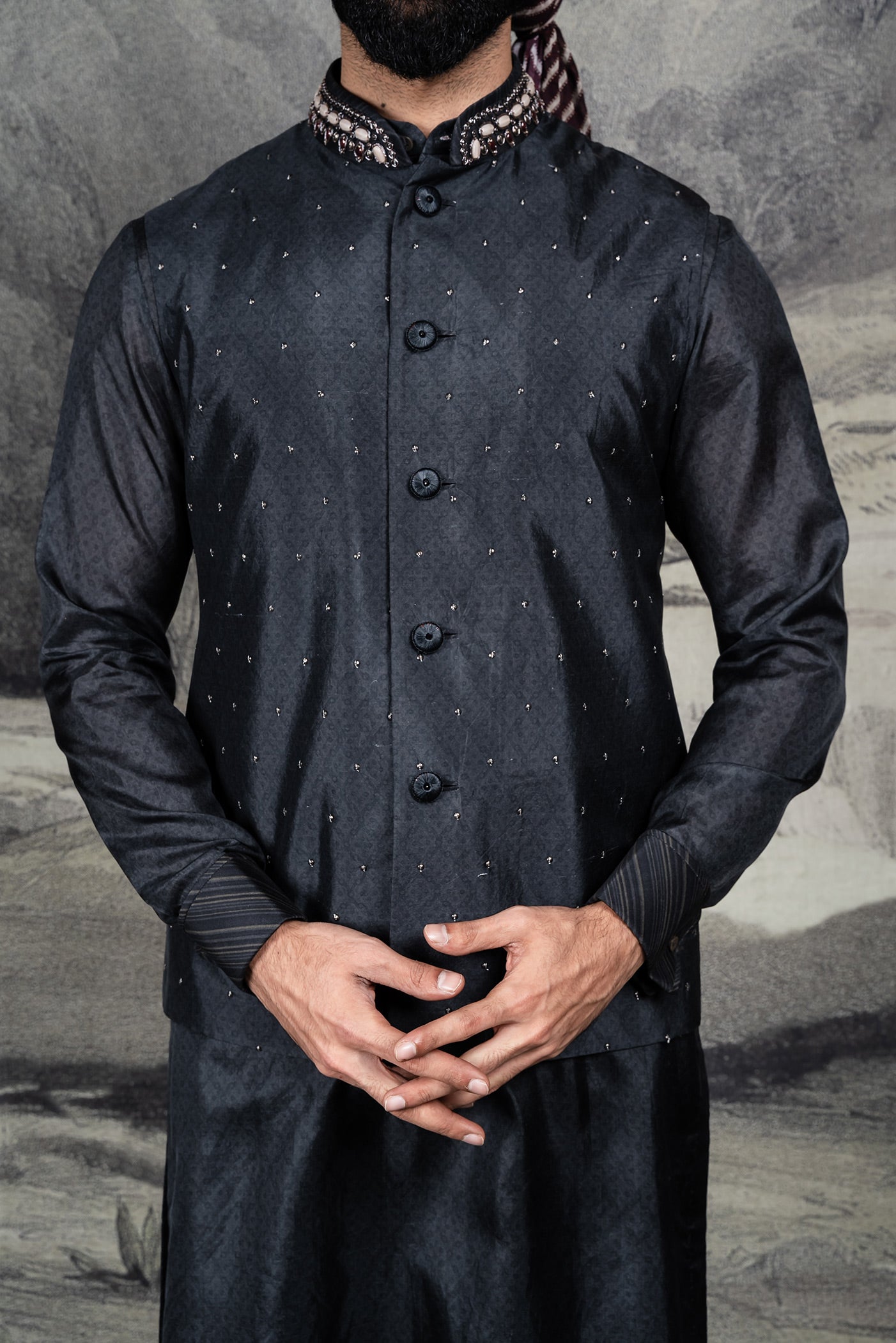 Rich Black Nehru Jacket Set | BARODA