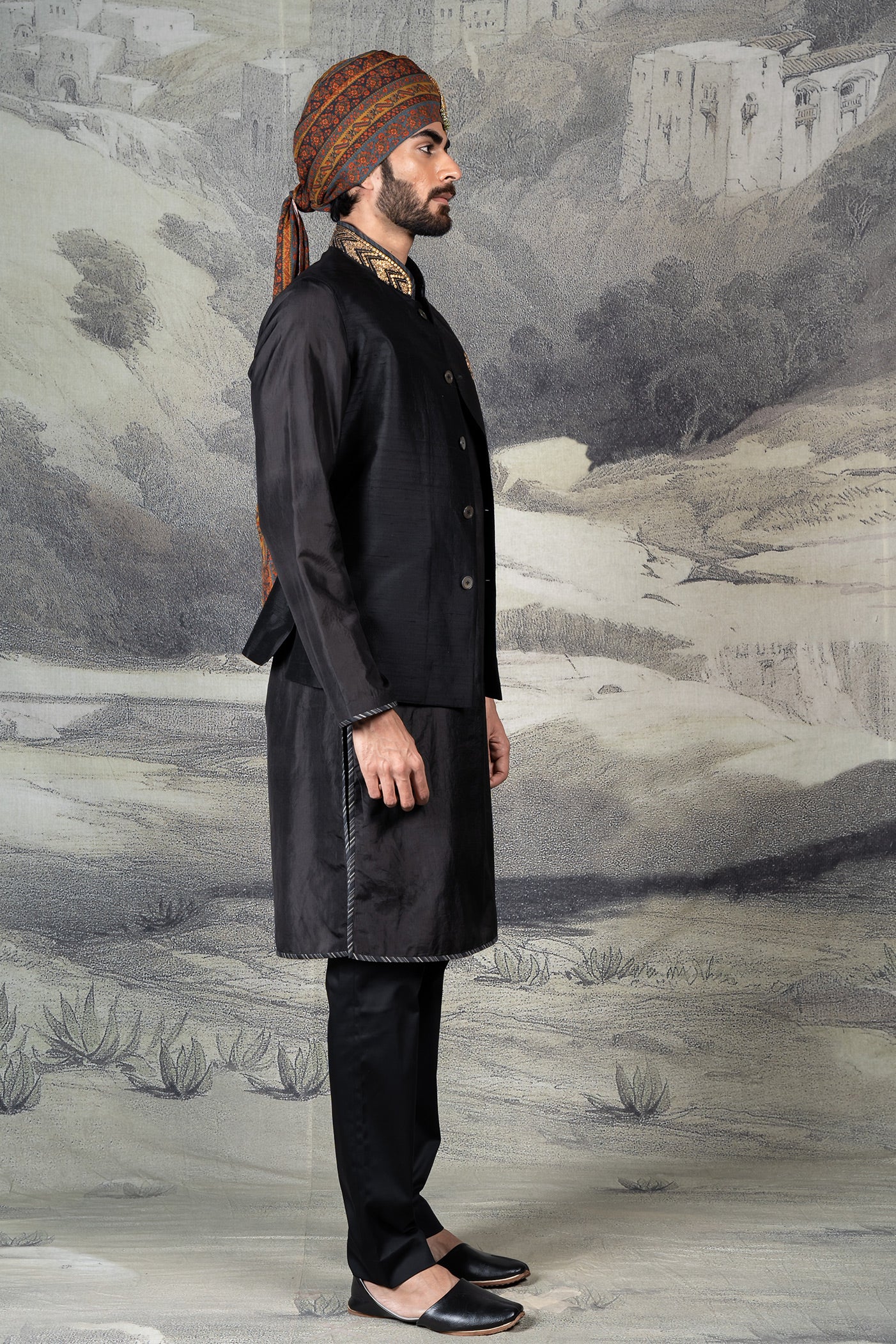 Rich Black Nehru Jacket Set | BARODA