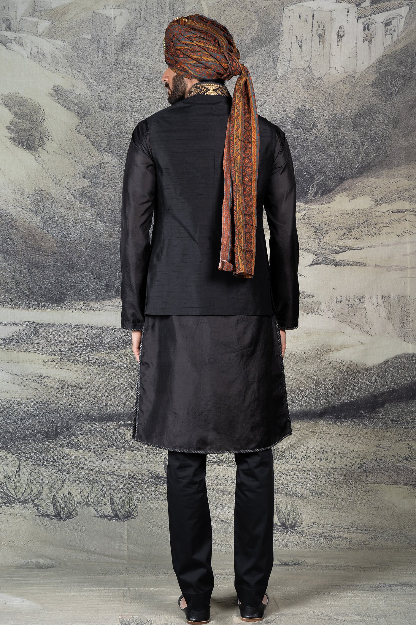 Rich Black Nehru Jacket Set | BARODA